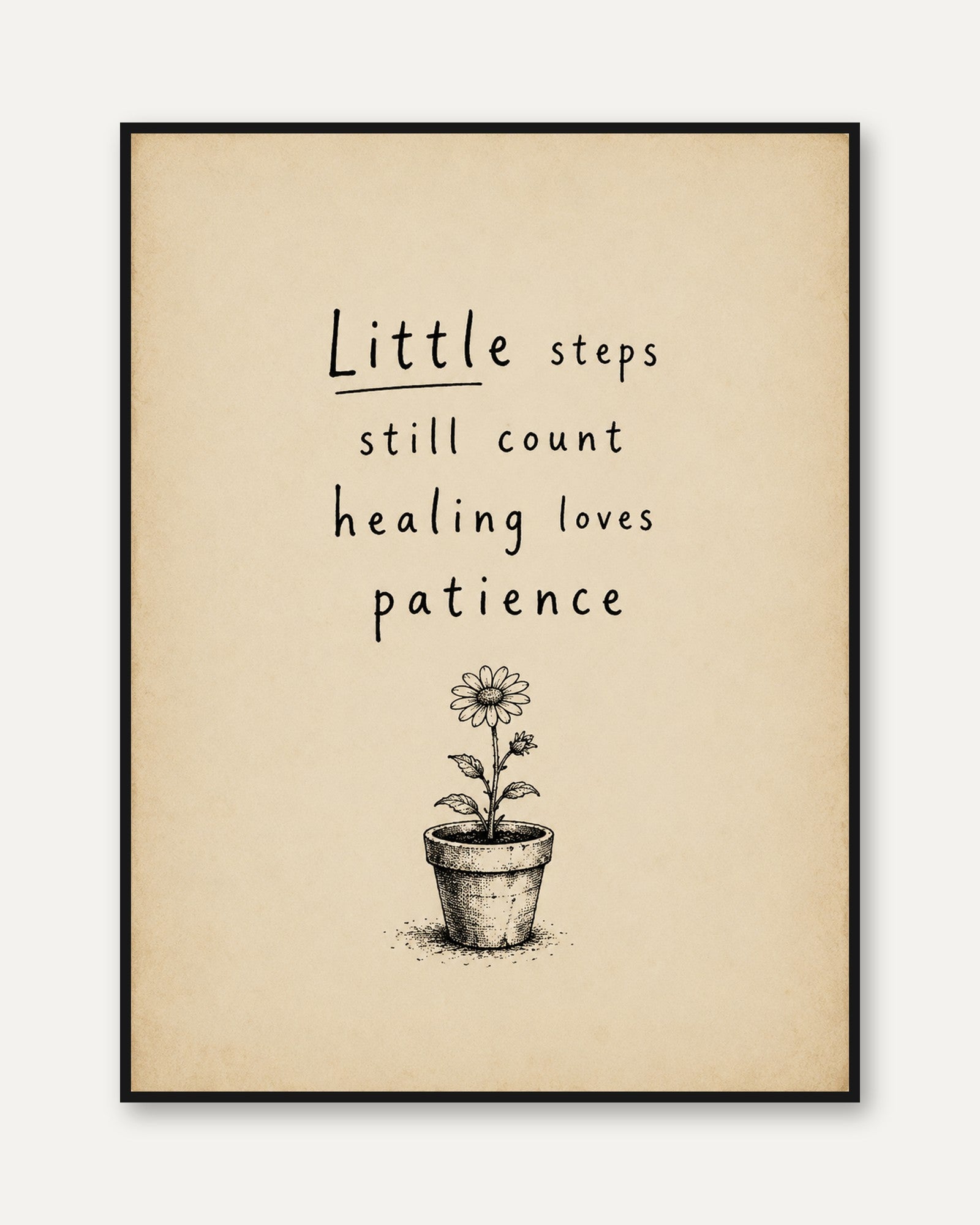 Little Steps Still Count Wall Art: Minimalist Botanical Poster - framed