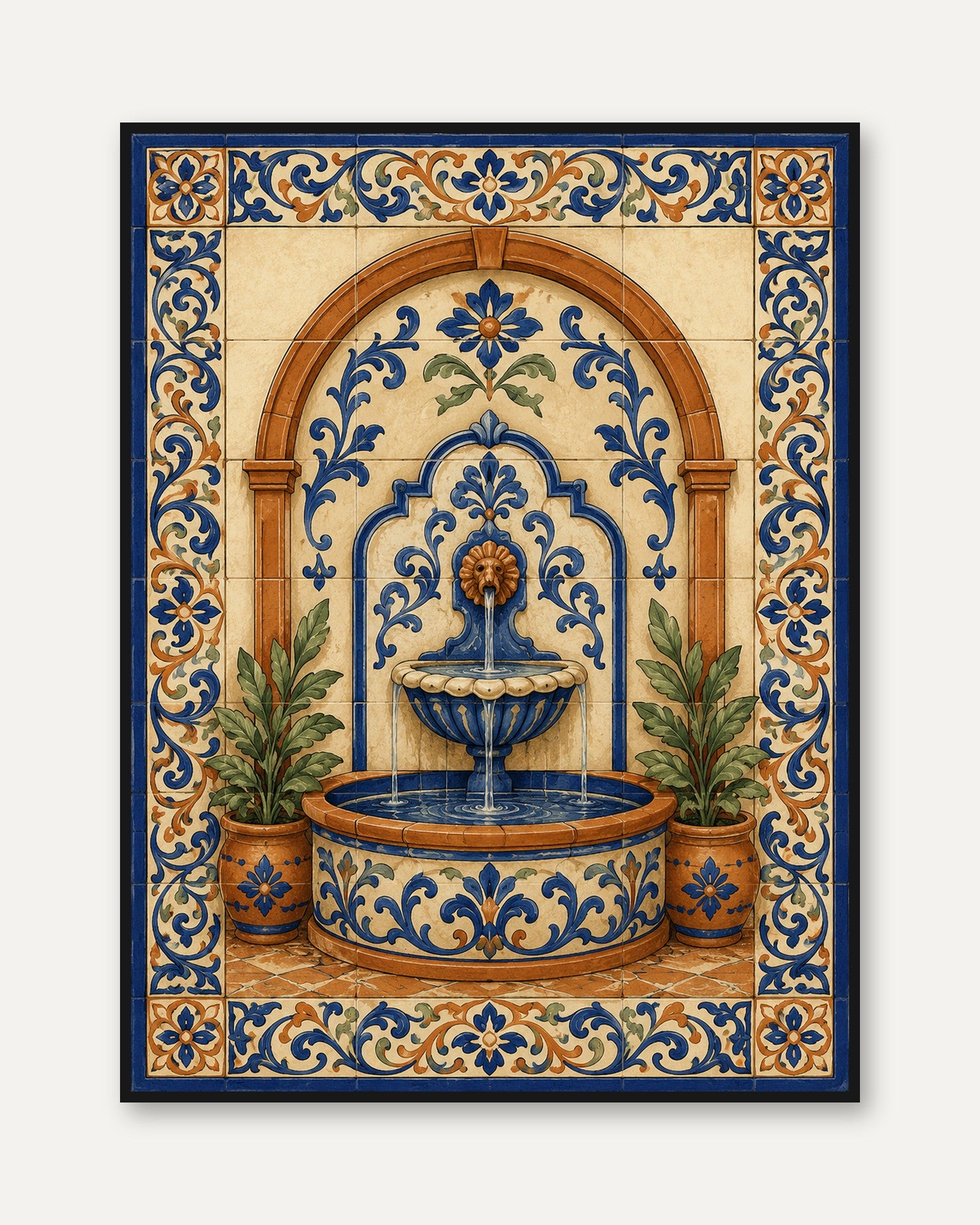 Mediterranean Tile Wall Art - framed