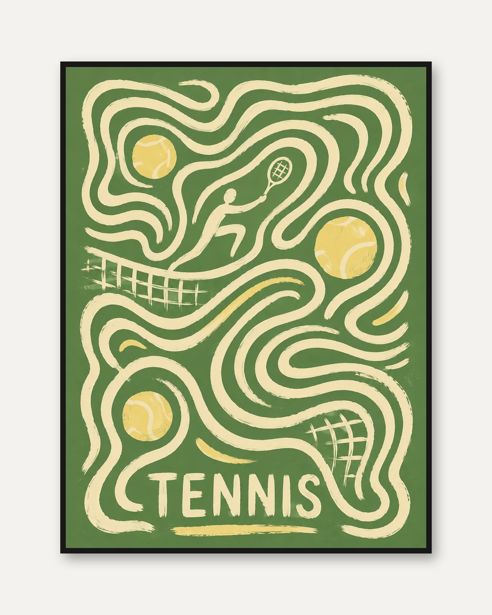 Tennis Wall Art – Retro Sports Poster - framed