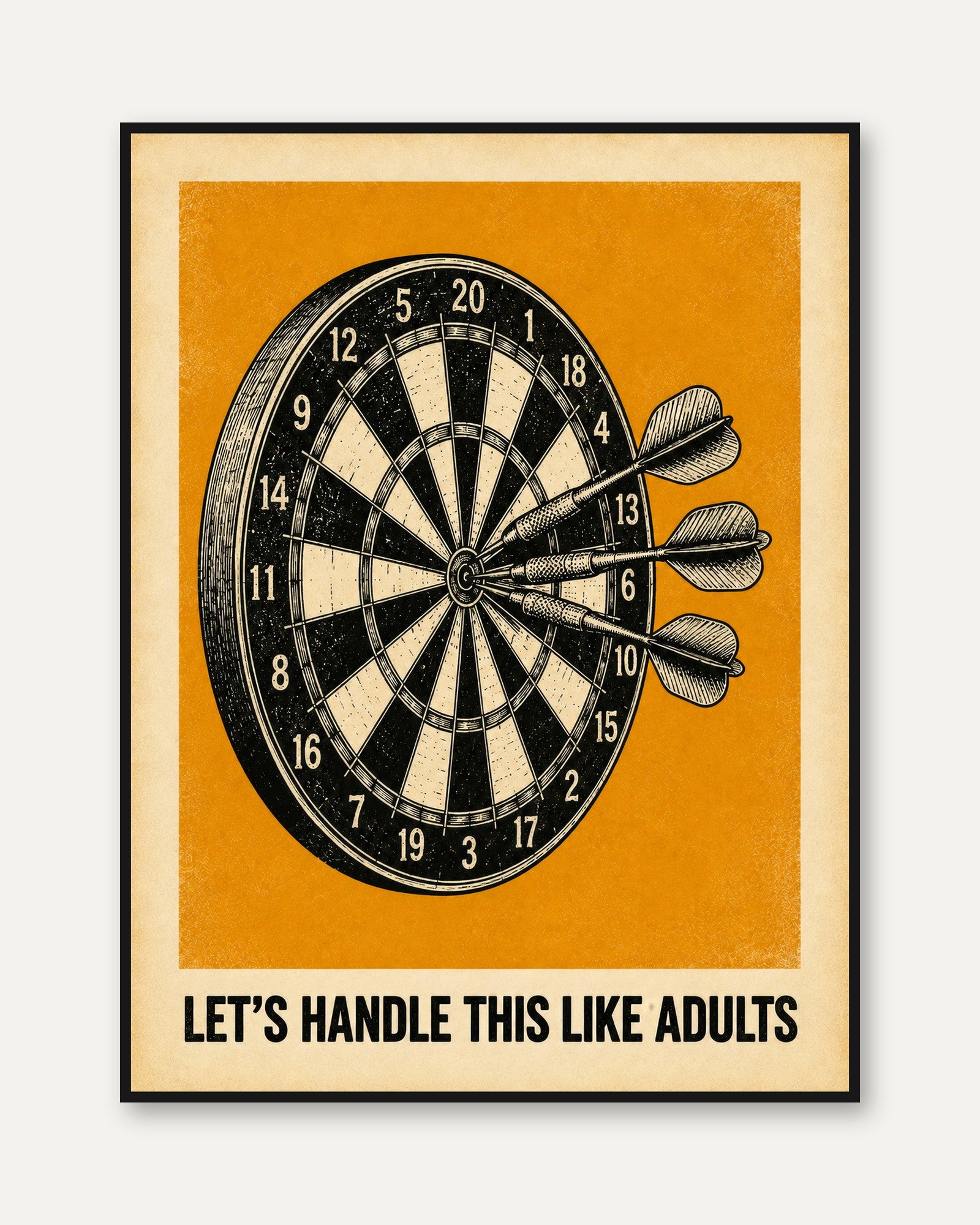 Darts Wall Art – Funny Game Room Decor - framed