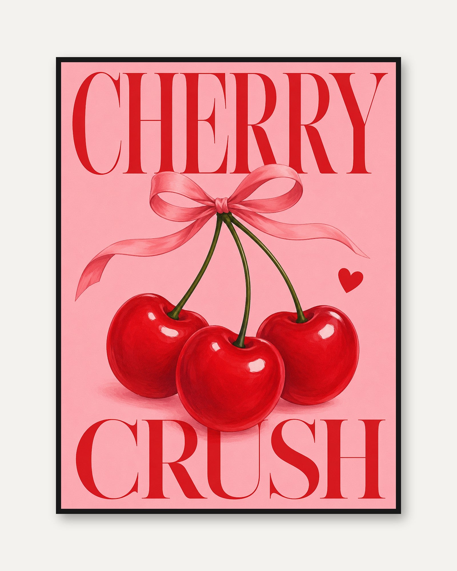 Cherry Wall Art – Retro Kitchen Print - framed