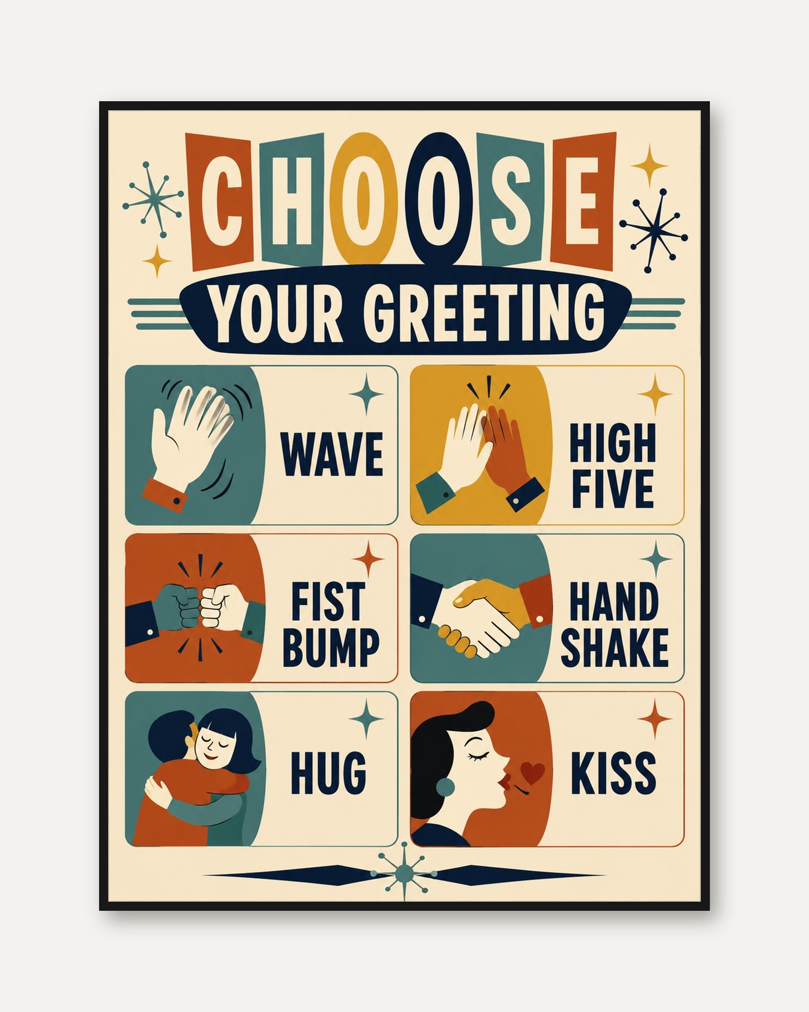 Mid-Century Greeting Print - framed