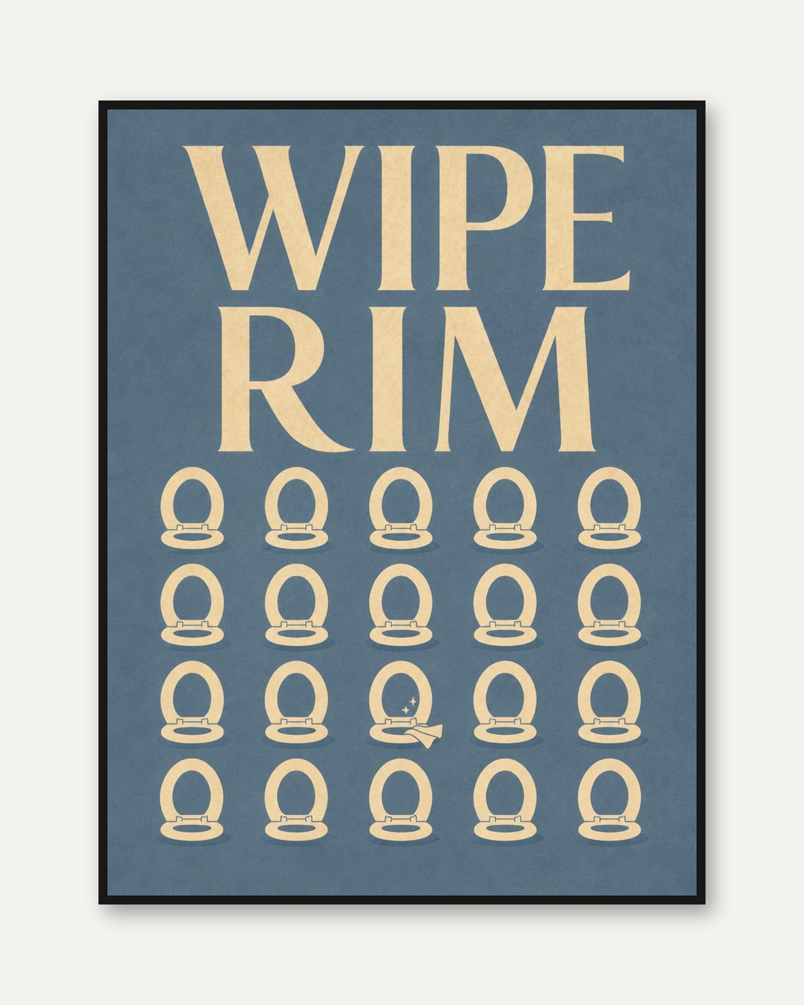 Funny Bathroom Print: Wipe Rim Typography - framed