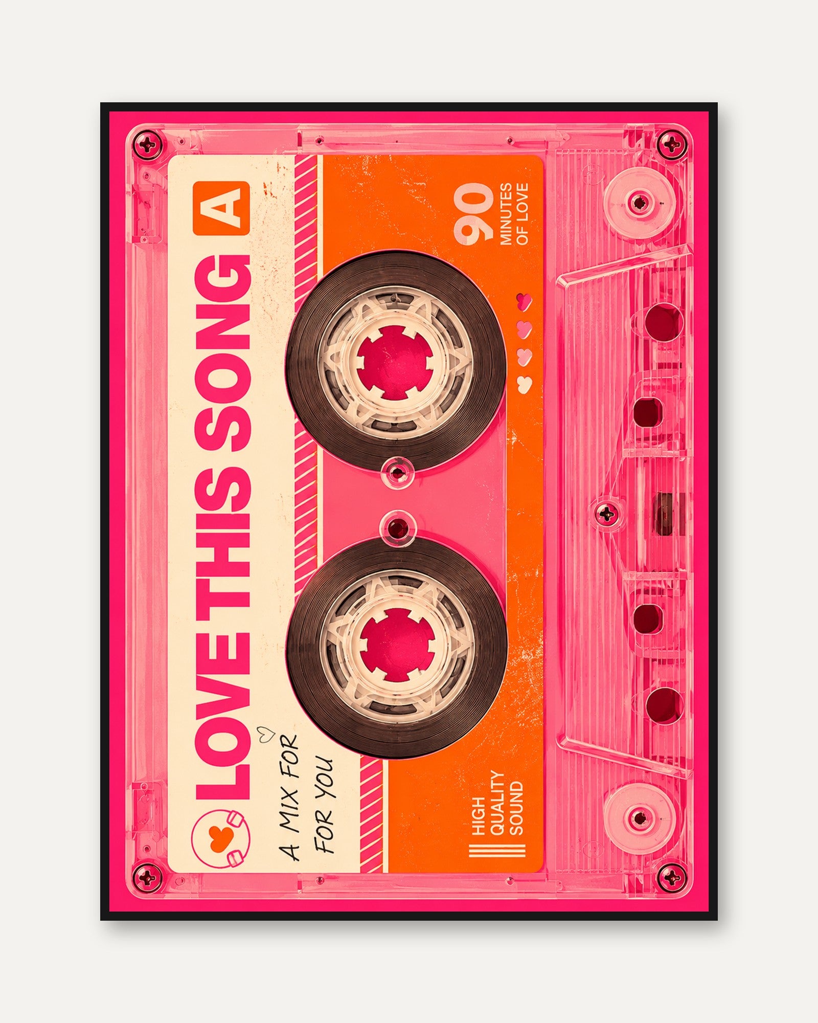 Retro Cassette Tape Print: 90s Nostalgia - framed