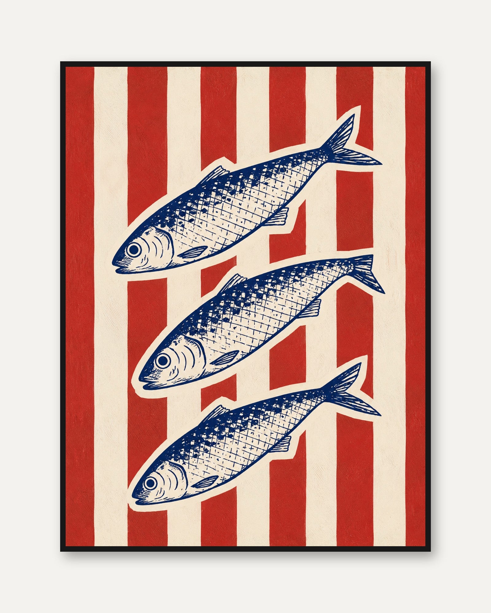 Nautical Fish Wall Art – Coastal Kitchen Decor - framed