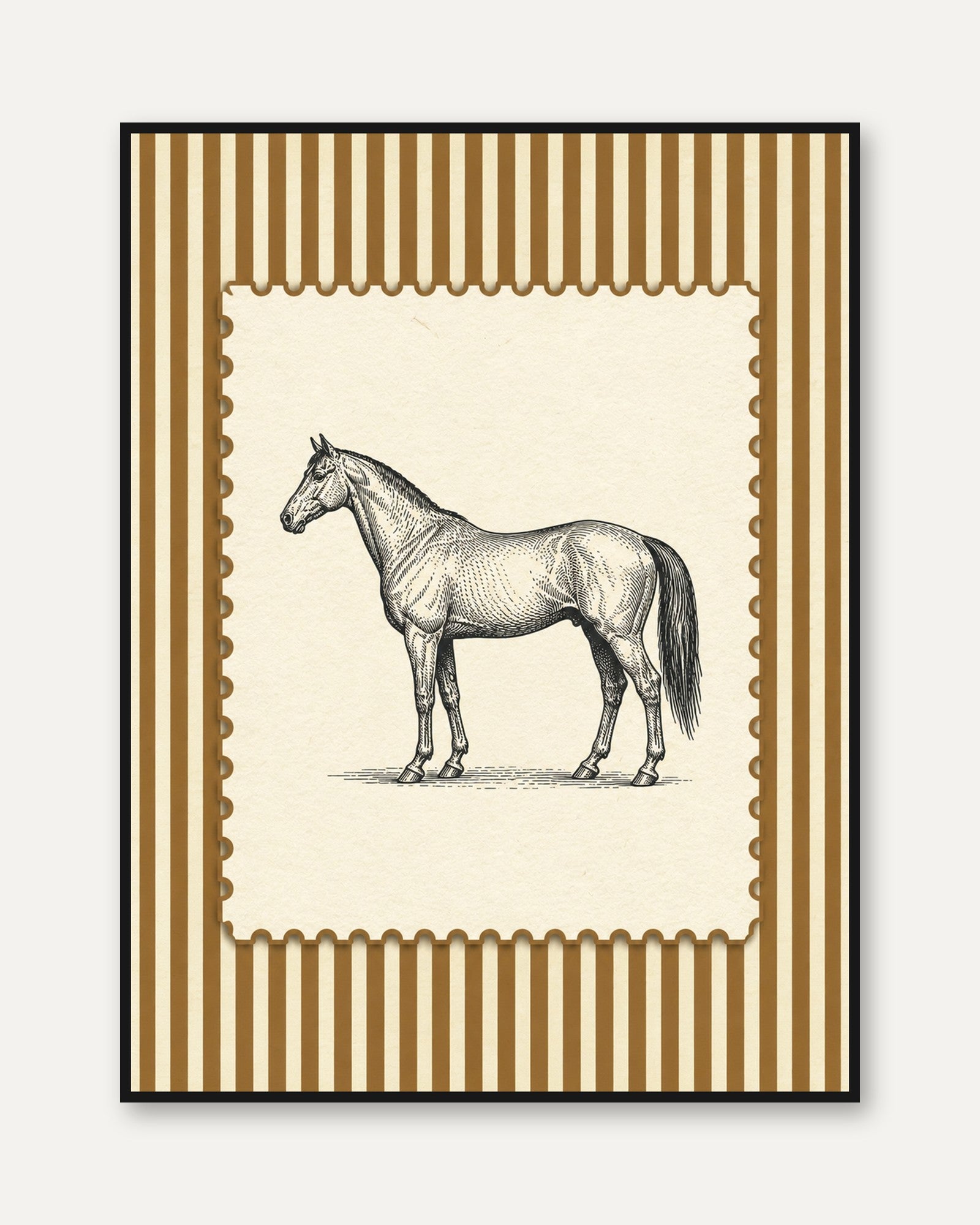 Horse Wall Art – Vintage Animal Print - framed