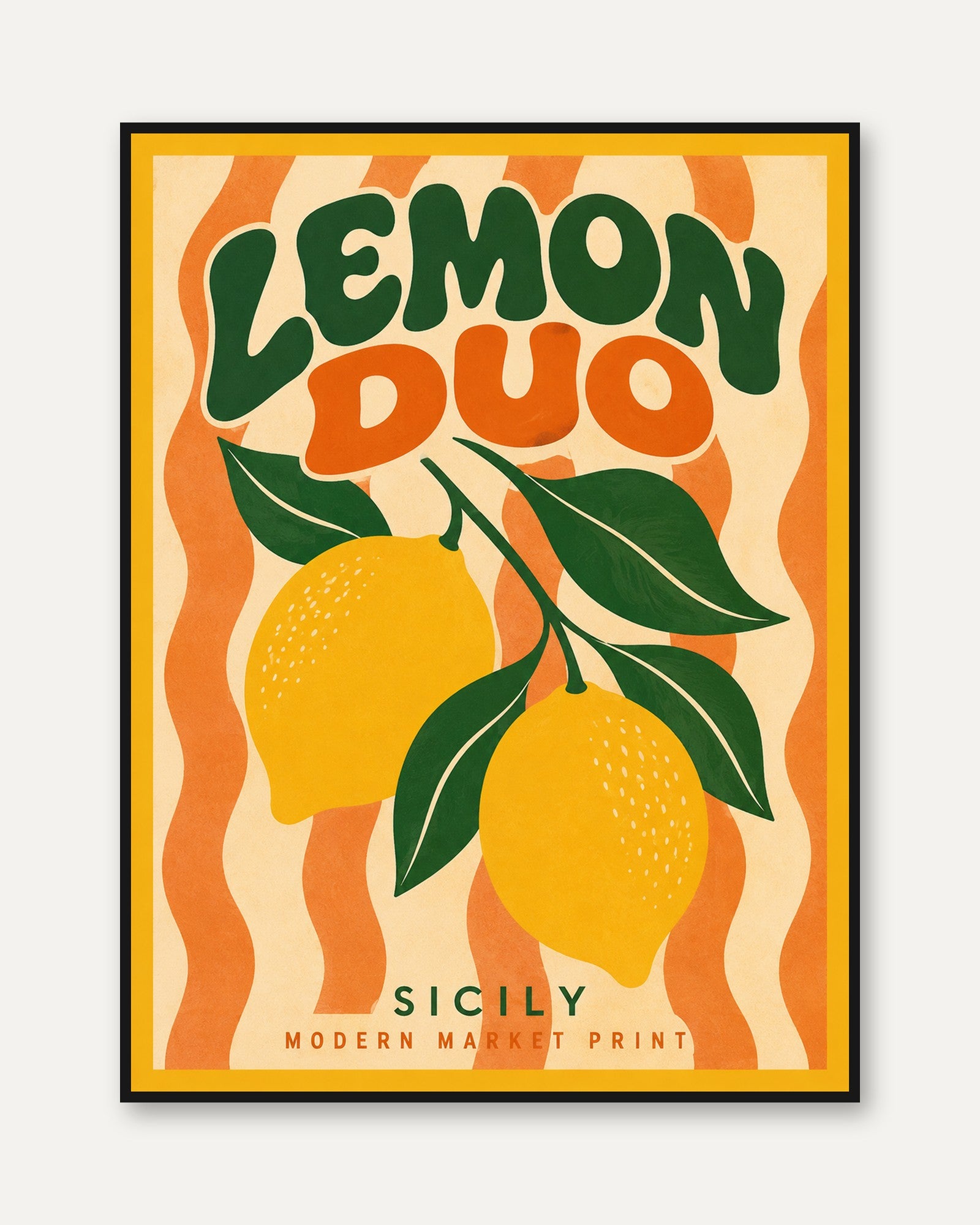 Retro Lemon Wall Art - framed