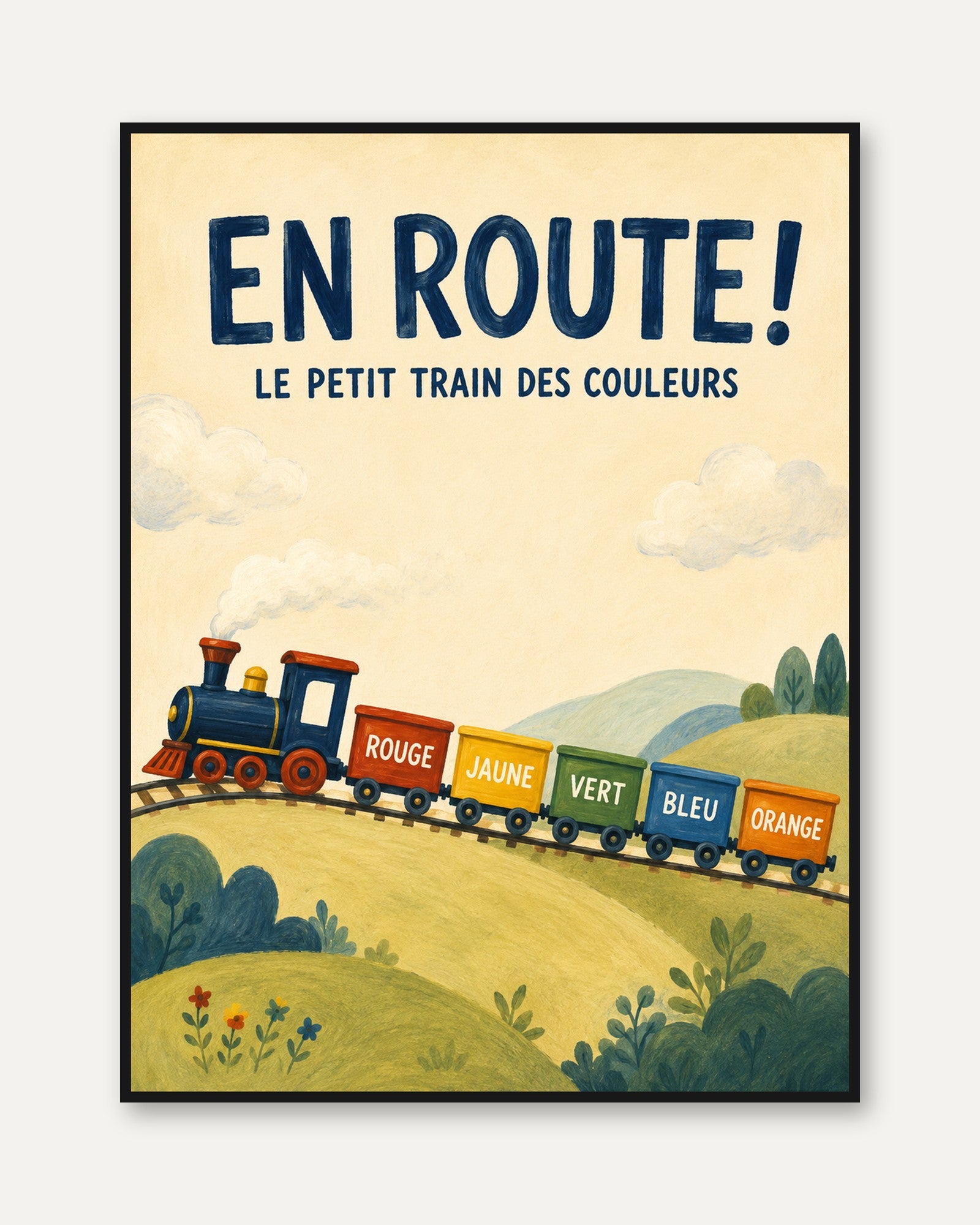 Vintage Train Poster – French Kids Room Print - framed