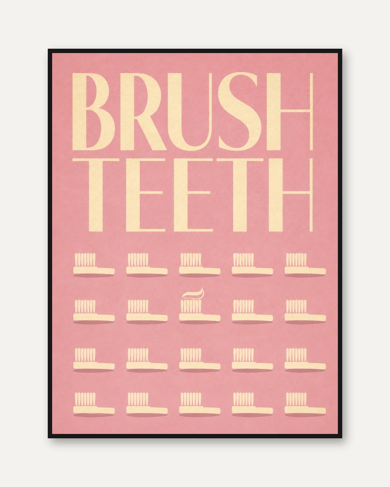 Brush Teeth Bathroom Sign - framed
