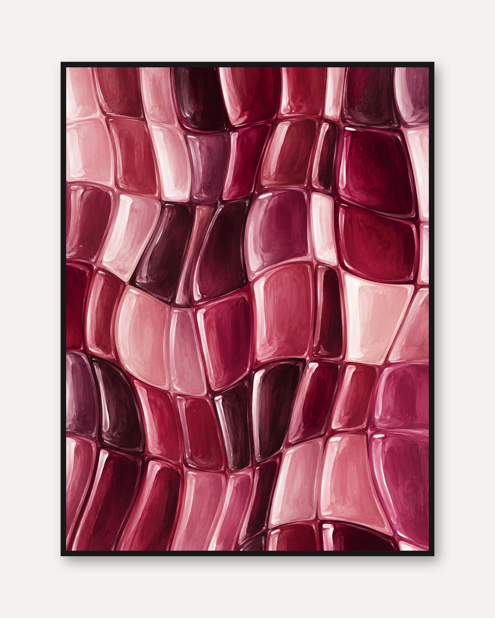 Pink Crocodile Texture Wall Art: Glossy Reptile Skin Pattern - framed