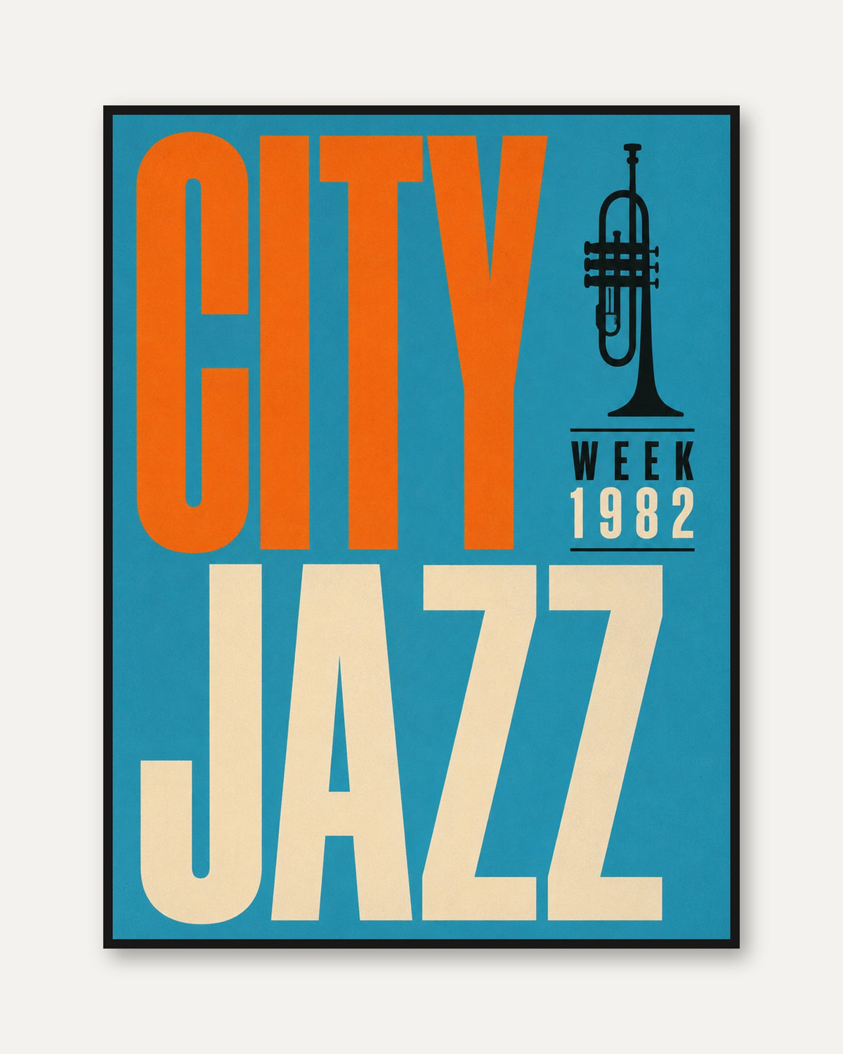Jazz Festival Poster: Retro City Design - framed