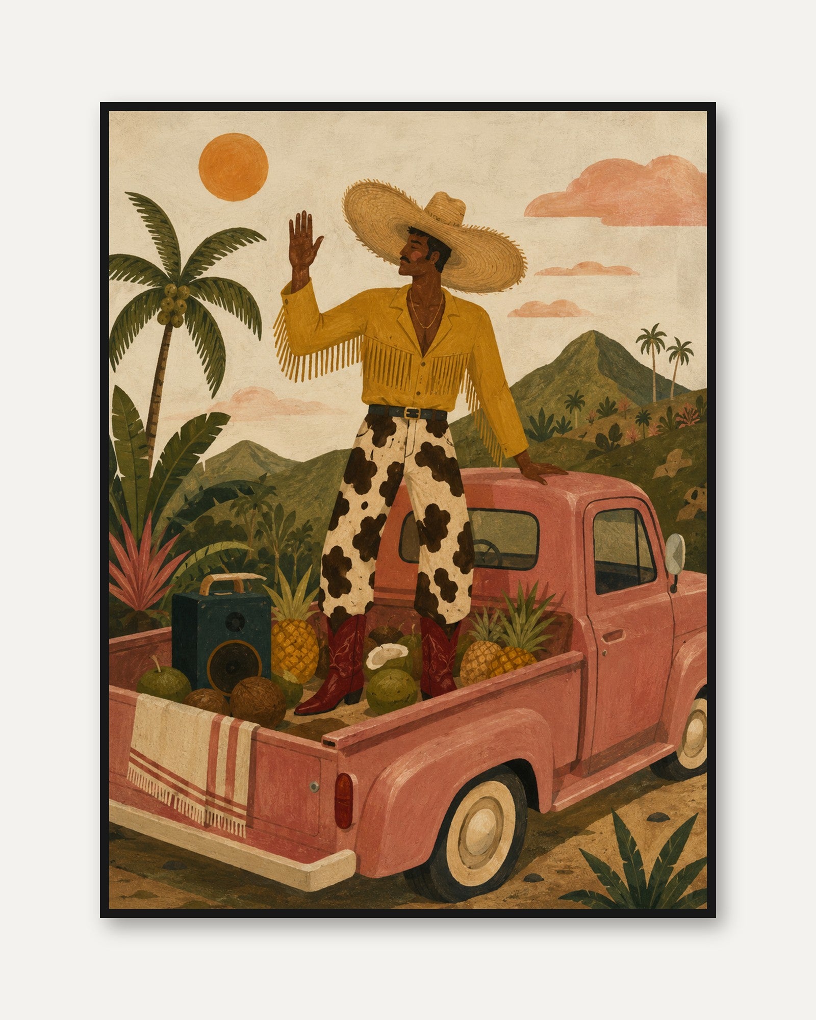 Tropical Vintage Truck Print - framed