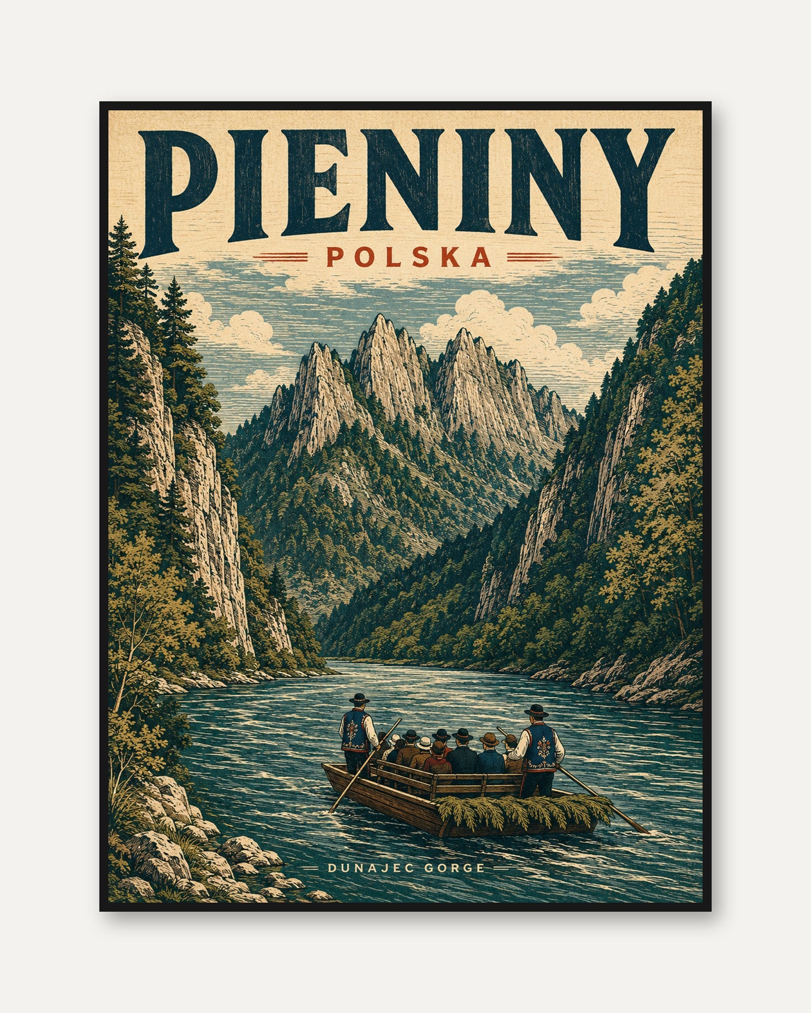 Poland Travel Poster – Pieniny Mountains Print - framed