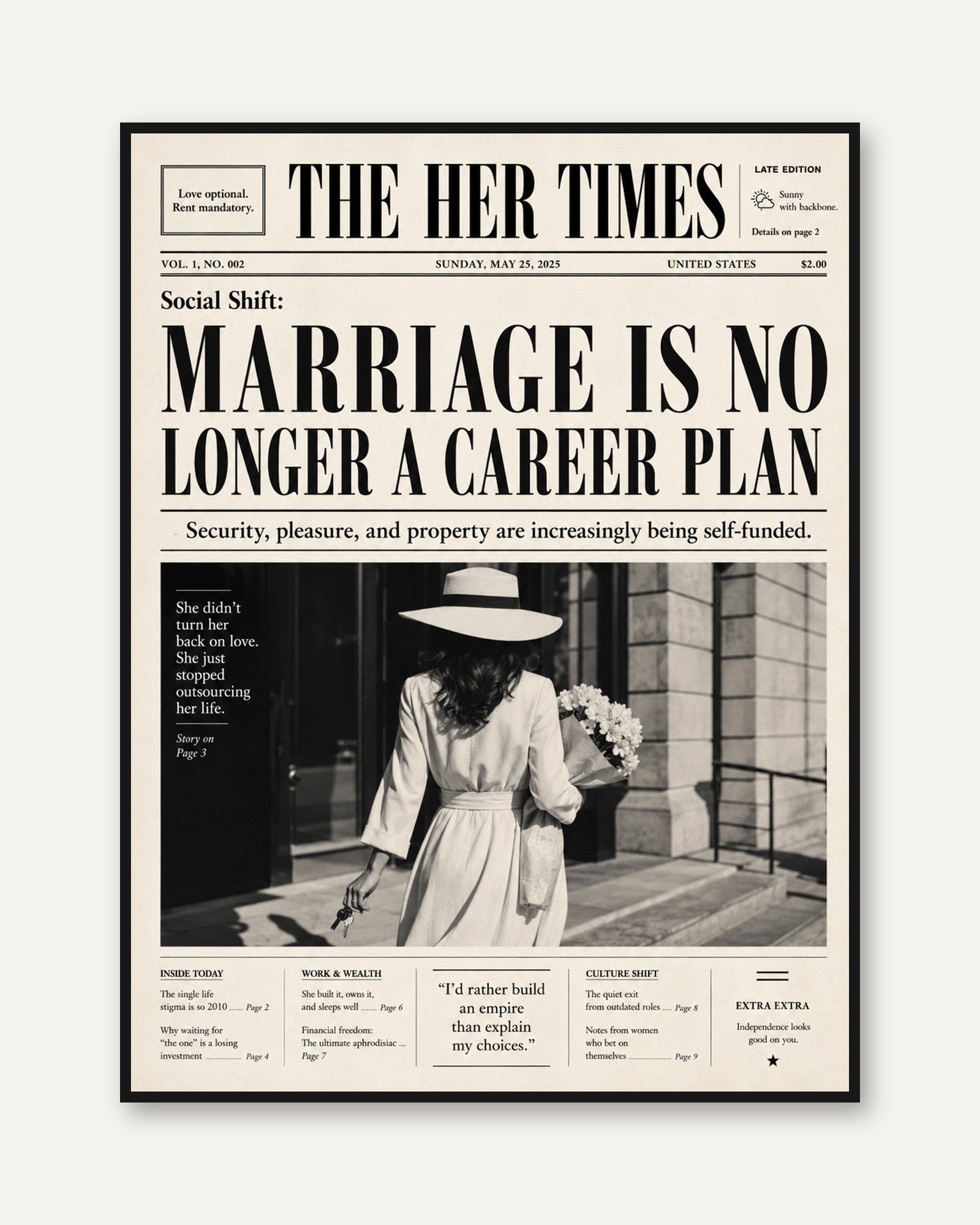 Feminist Newspaper Print - framed
