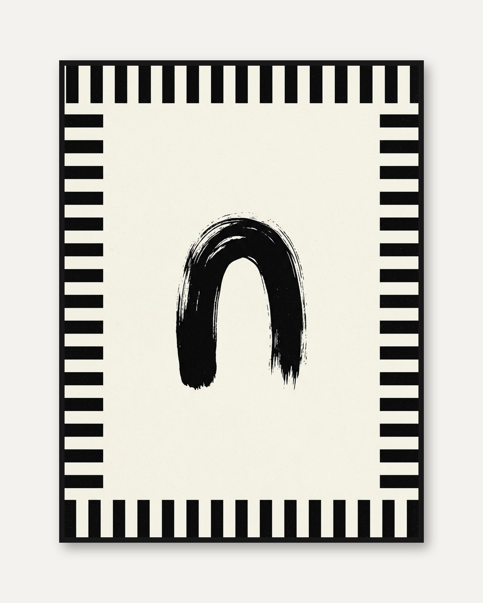Black Arch Brushstroke Art Print: Minimalist Abstract Design - framed