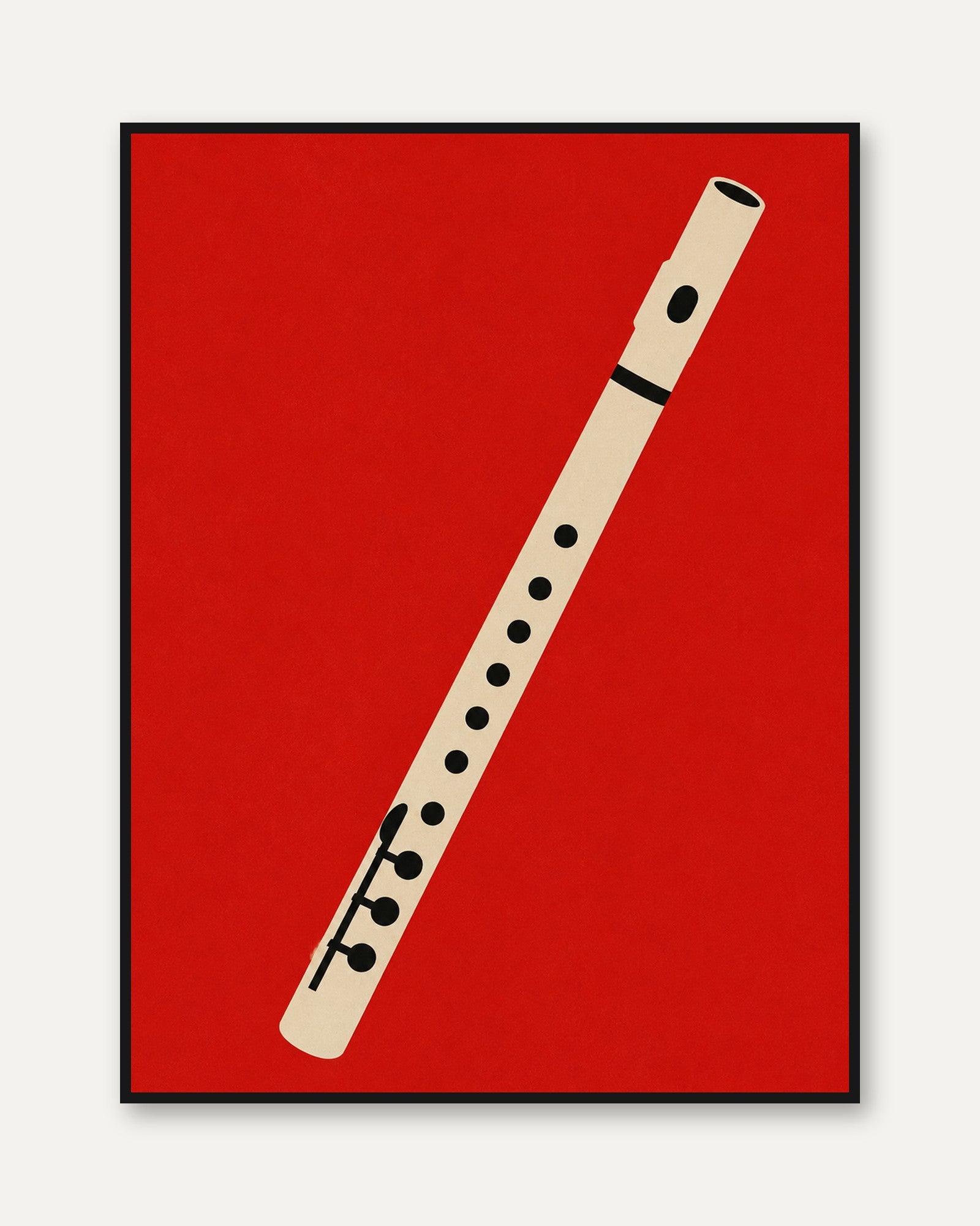 Recorder Art Print — Minimalist Musical Instrument Illustration - framed