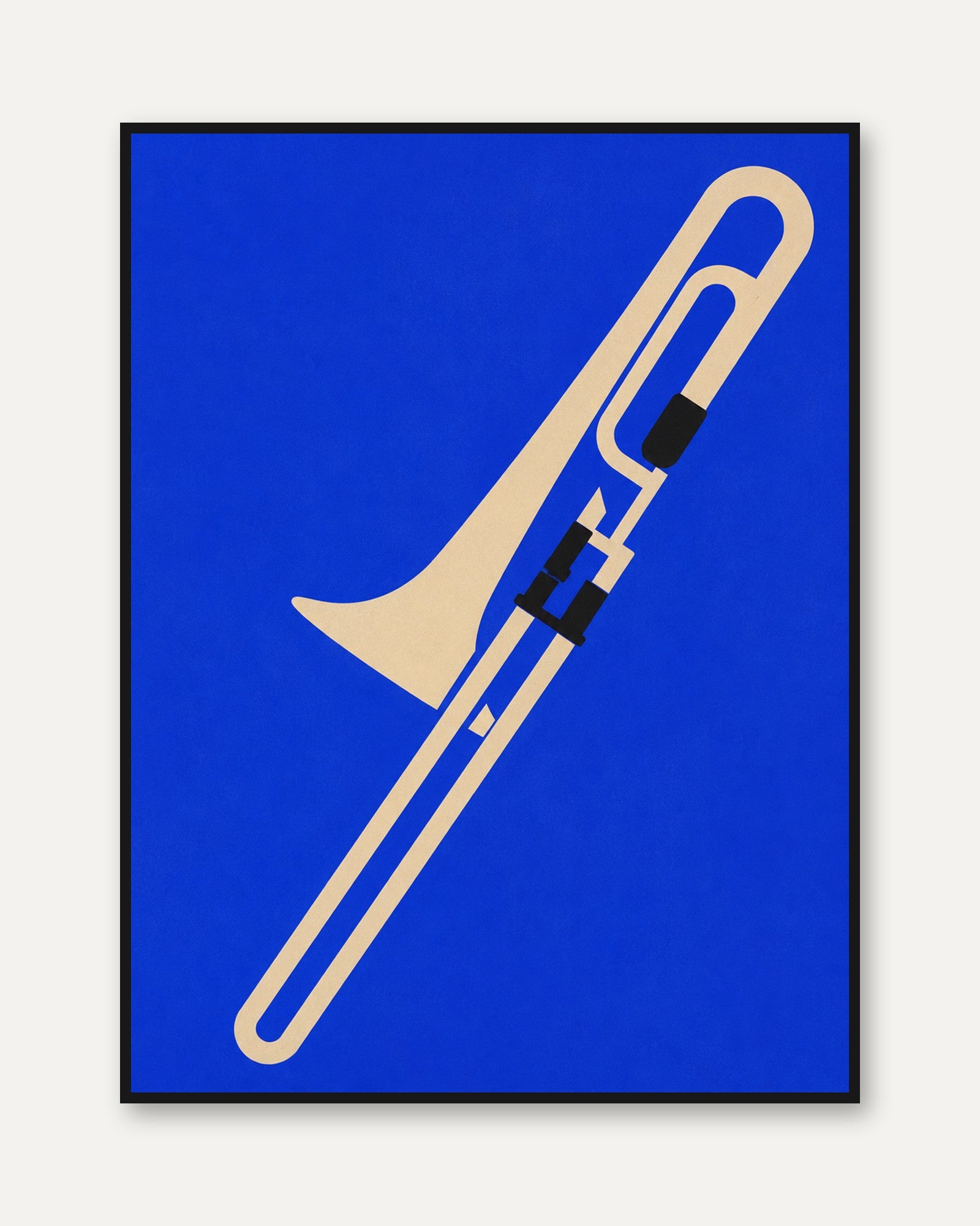 Trombone Art Print — Bold Minimalist Jazz Instrument - framed