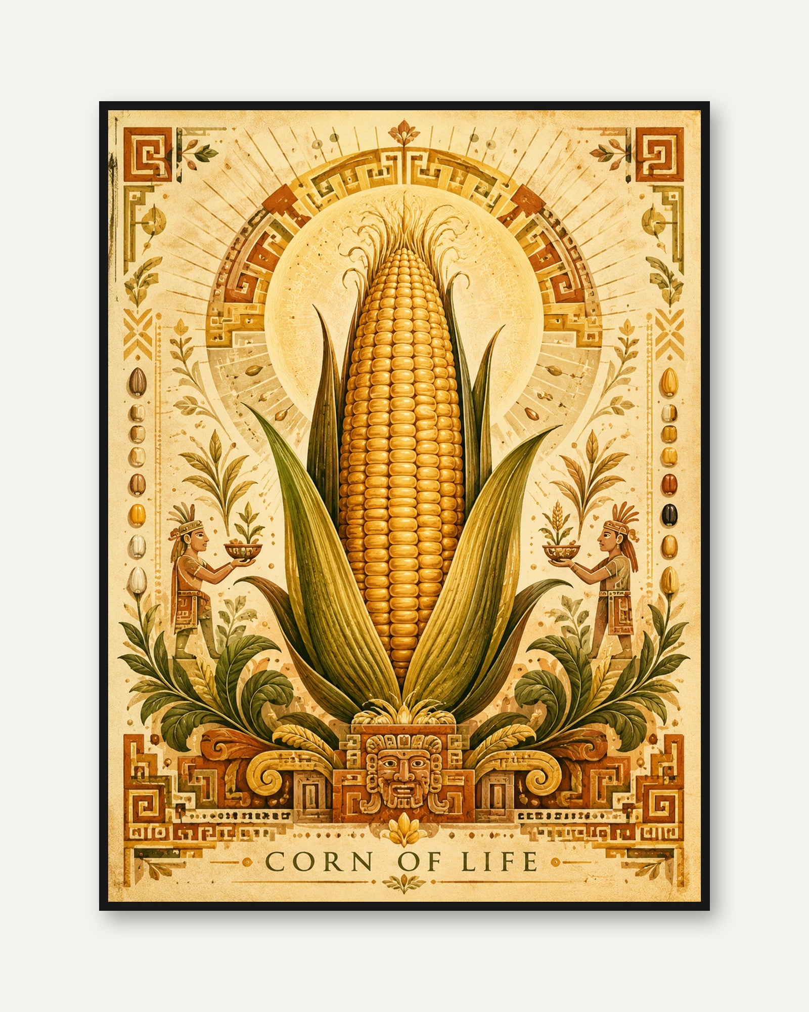 Corn Wall Art – Folk Art Print - framed