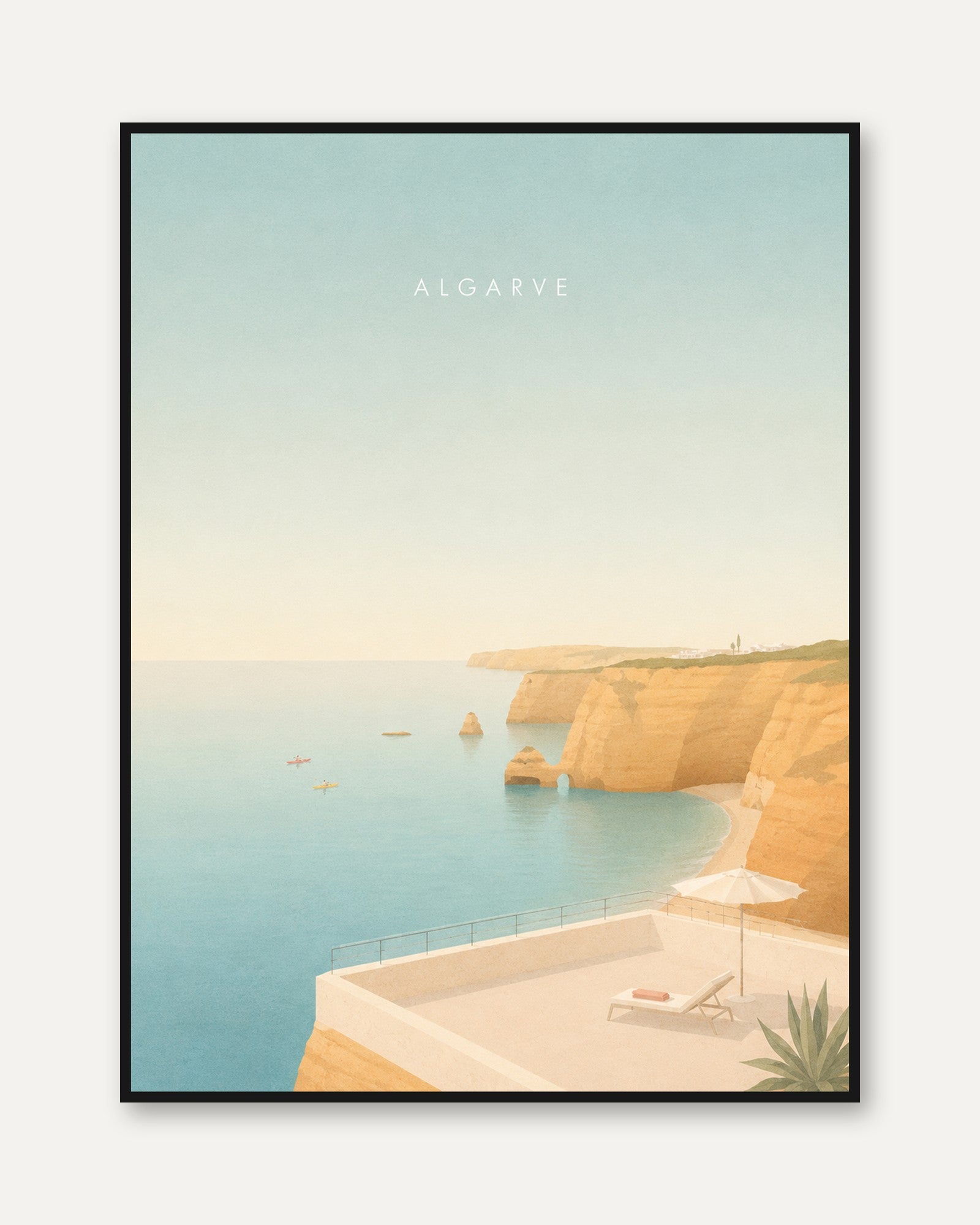 Algarve Travel Poster – Portugal Coastal Print - framed