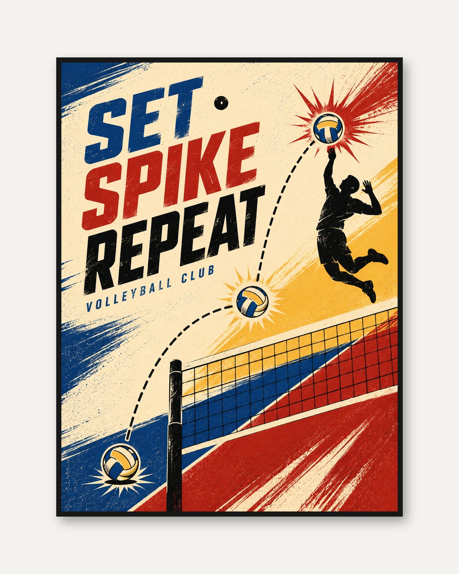 Retro Volleyball Poster: Vintage Sports Art Print - framed