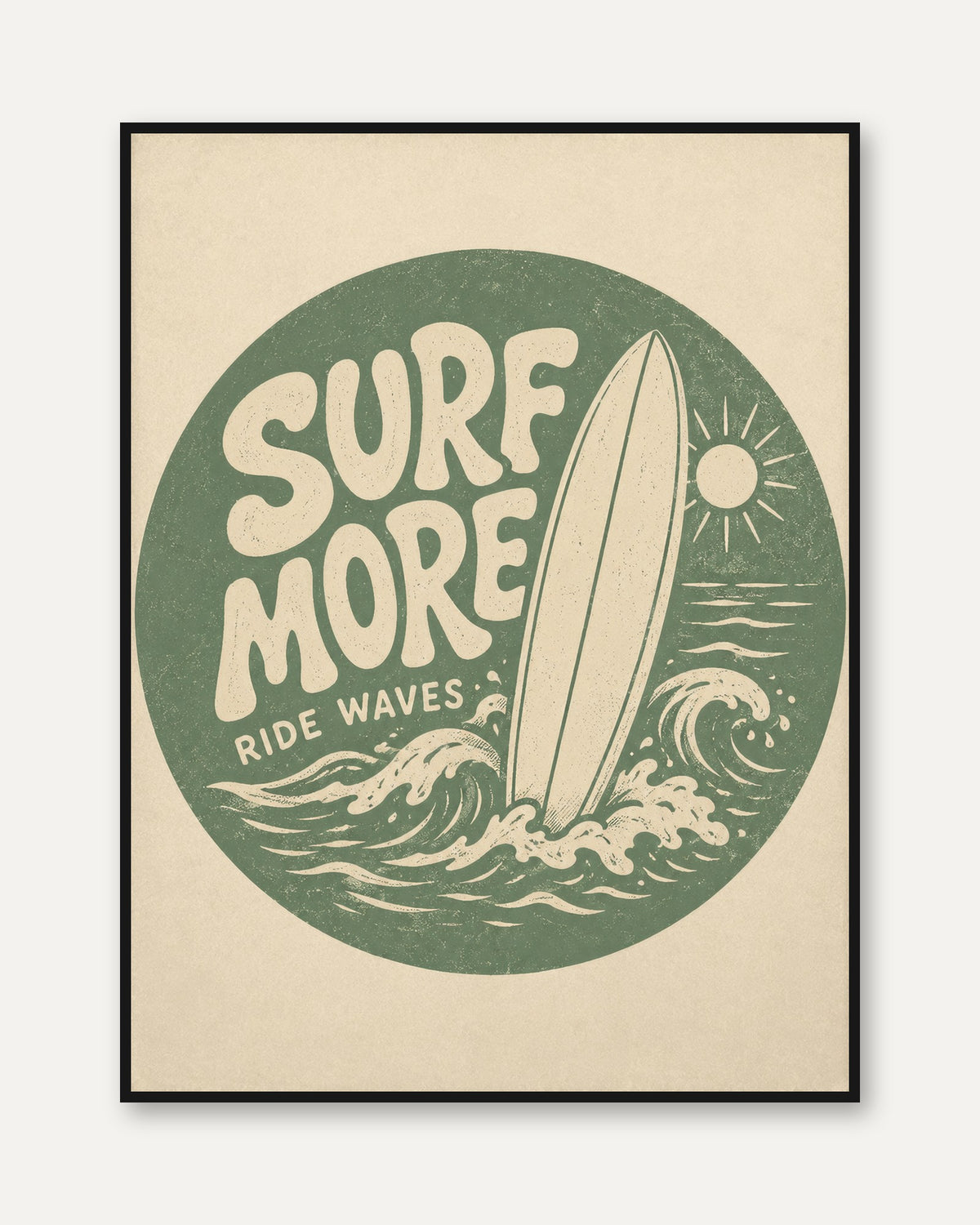 Surf More Vintage Print - framed