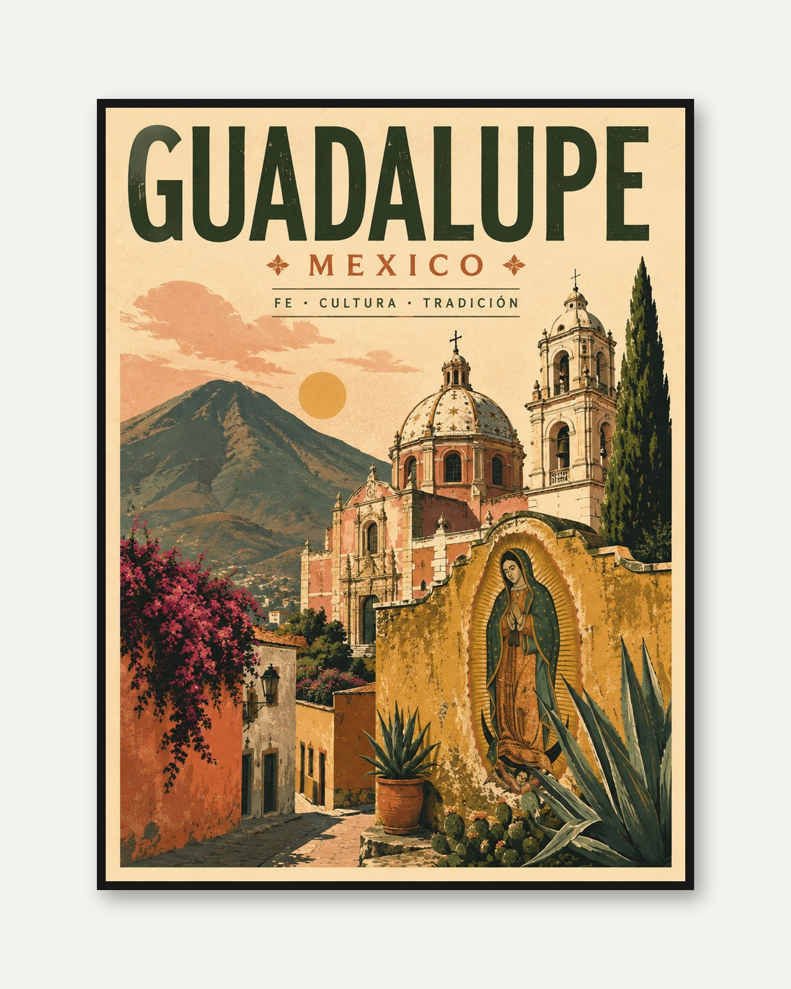 Guadalupe Mexico Poster – Vintage Travel Print - framed