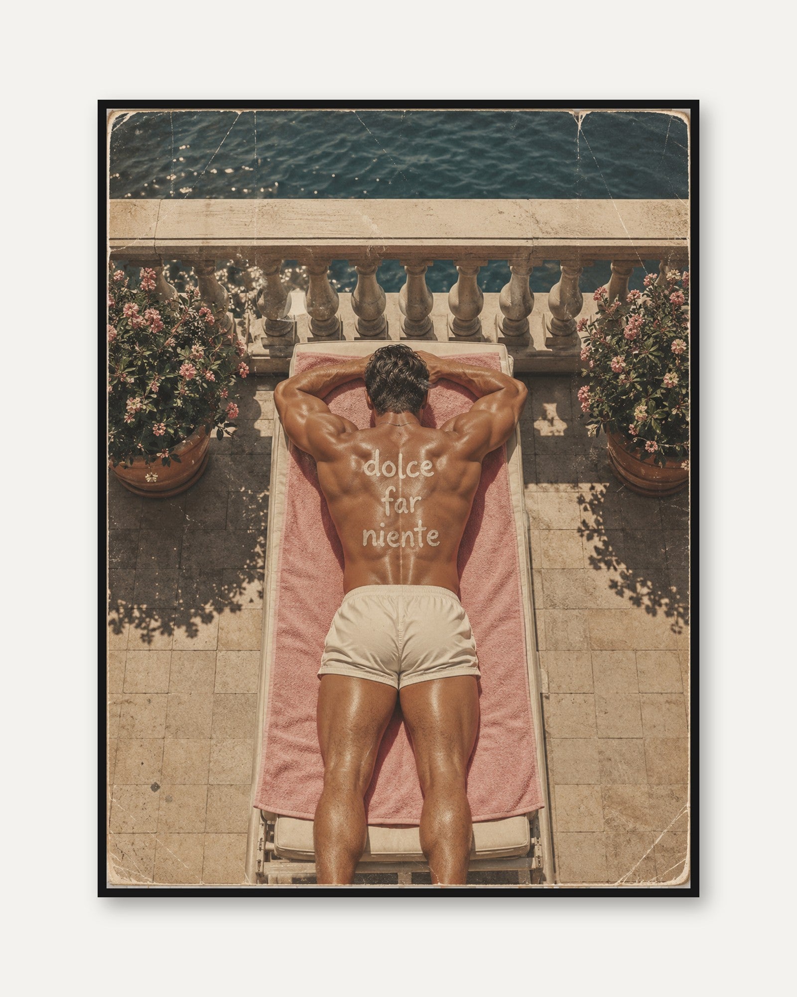 Vintage Poolside Poster – Retro Summer Wall Art - framed