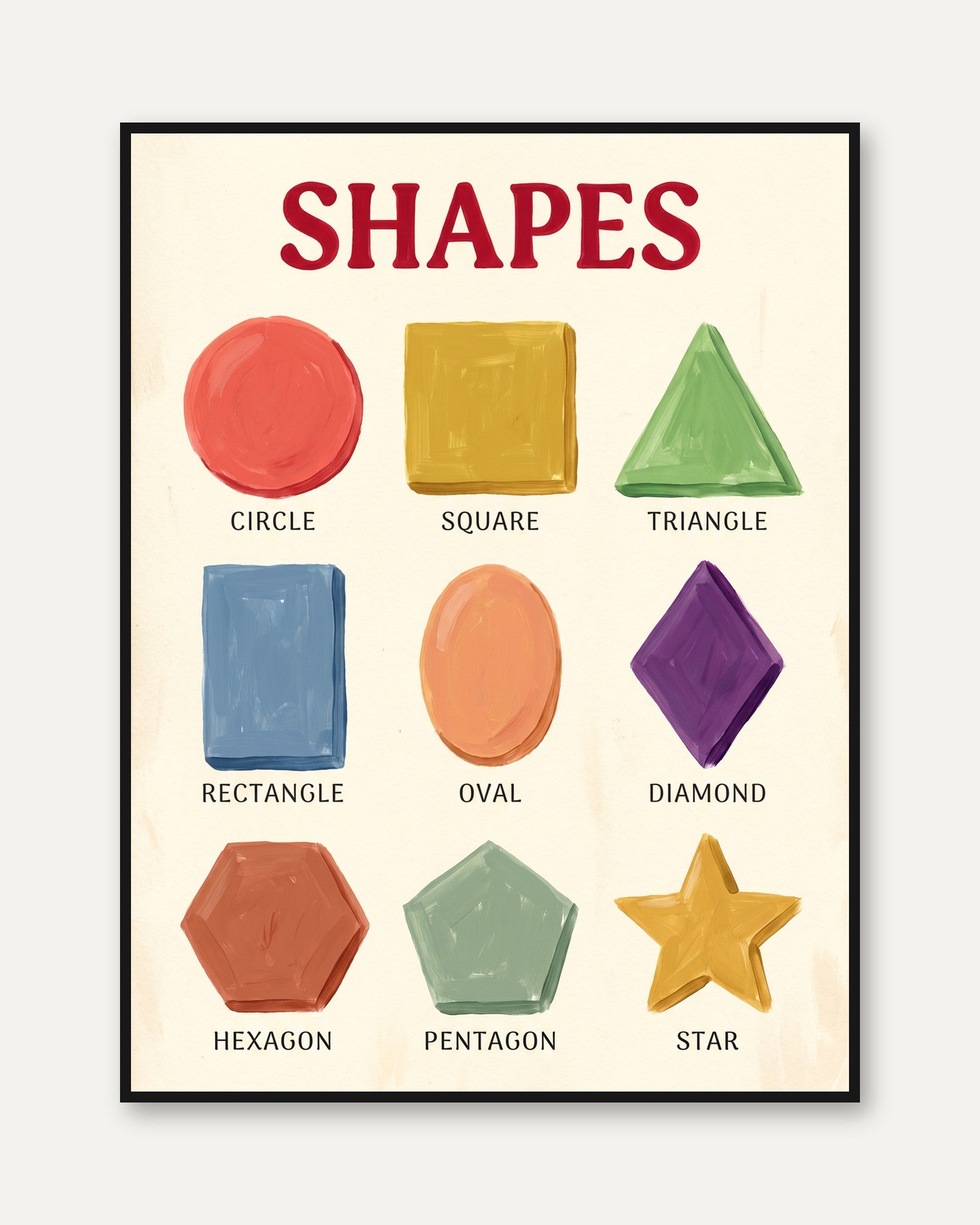 Shapes Poster: Montessori Inspired Kids Art - framed