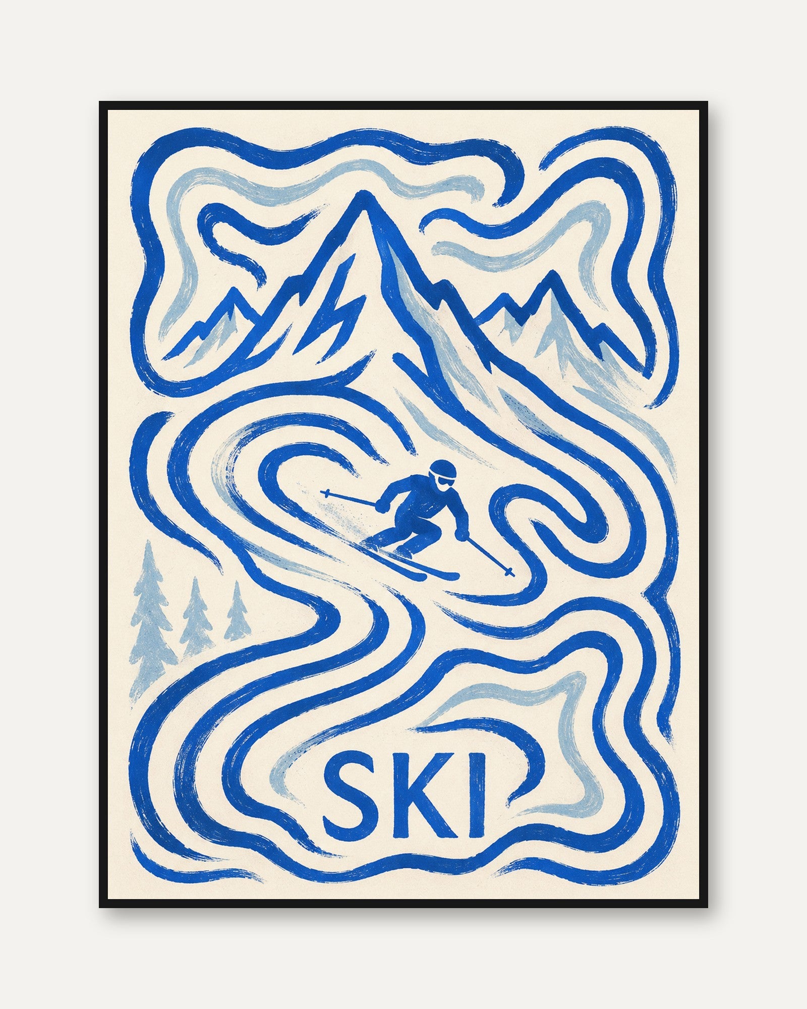 Ski Poster – Vintage Winter Sports Print - framed