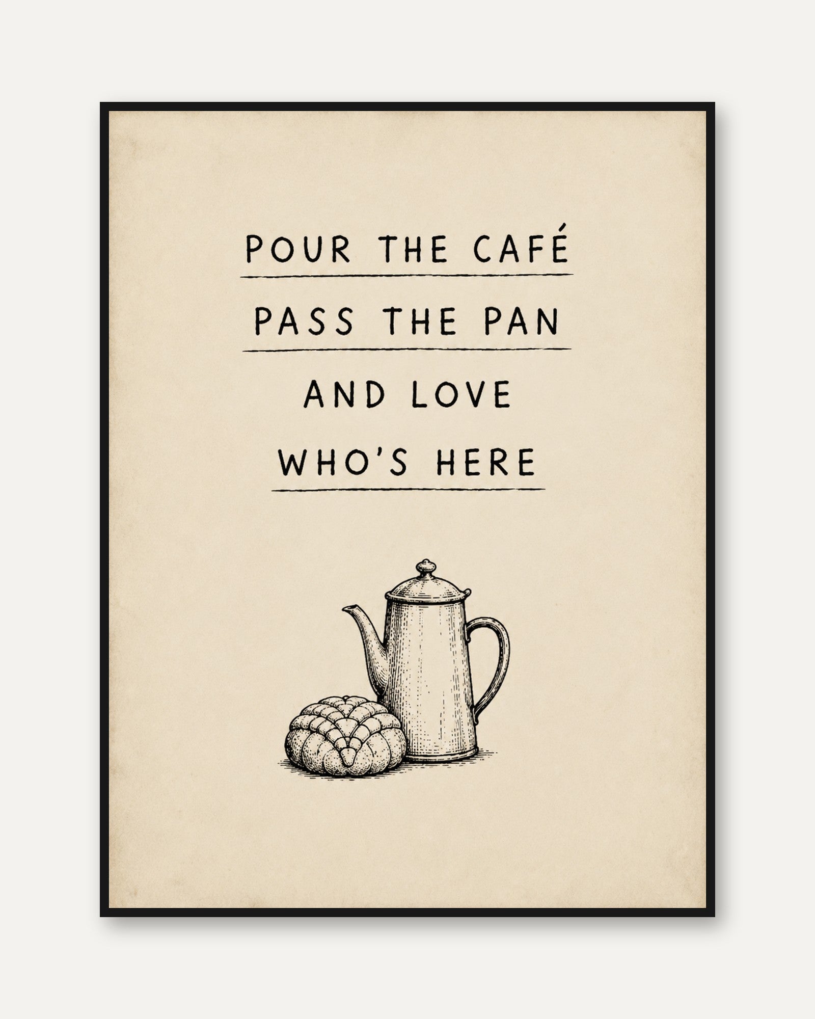 Coffee Quote Wall Art: French Vintage Style - framed