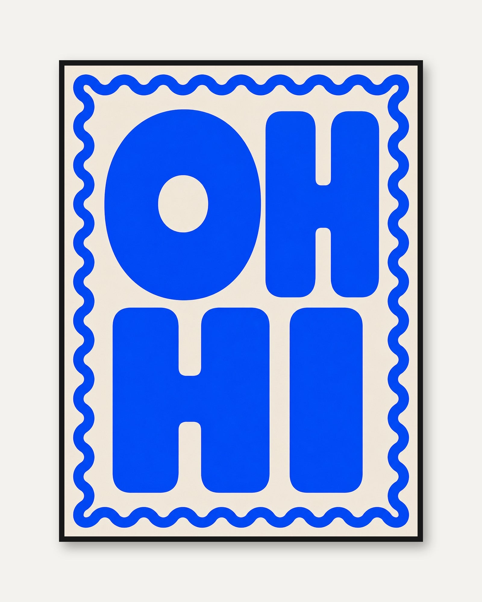 Oh Hi Typography Print – Modern Blue Wall Art - framed