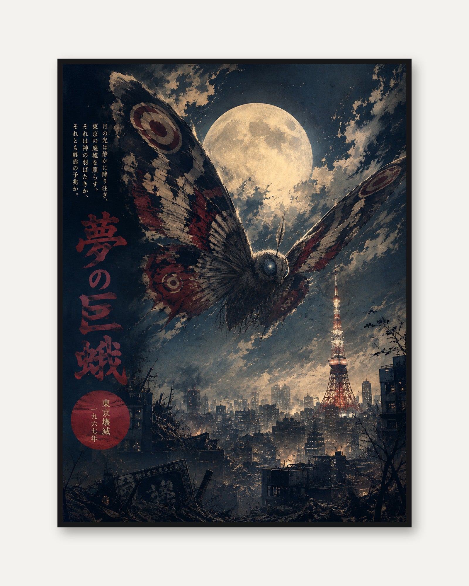 Japanese Monster Poster - framed