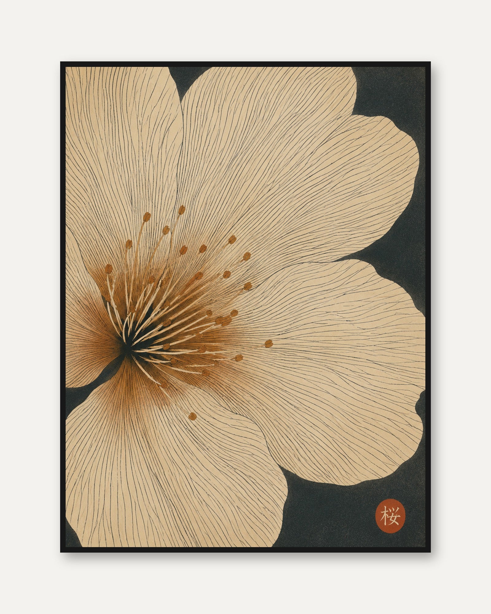 Japanese Floral Print – Botanical Wall Art - framed