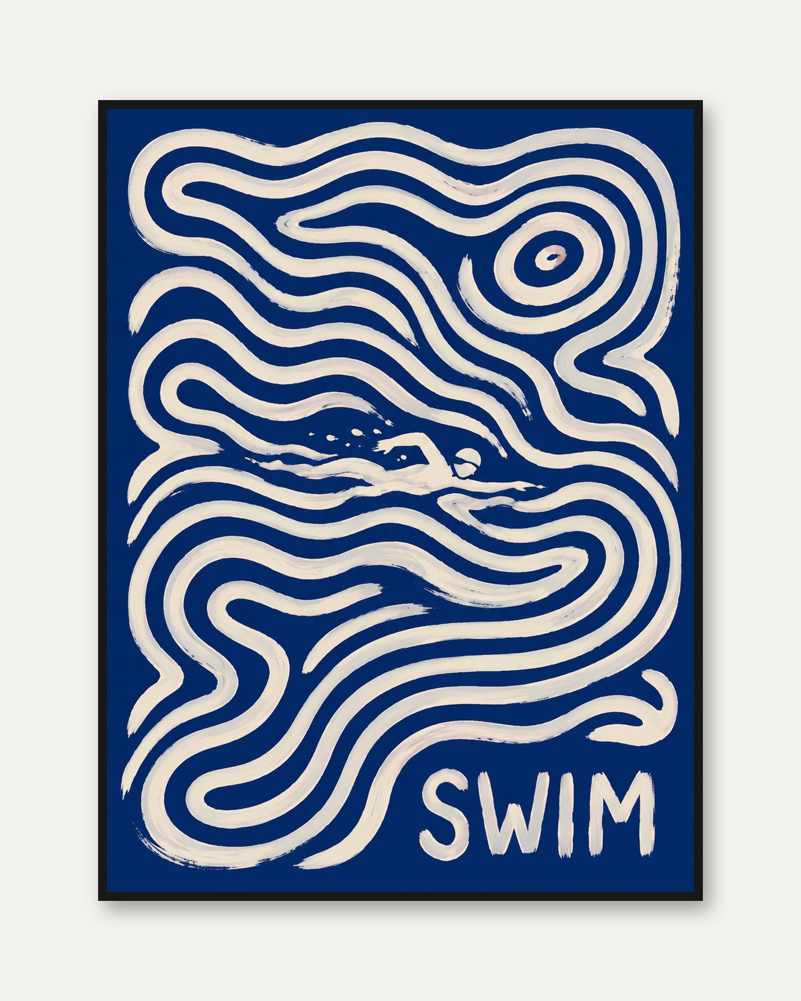Swimming Wall Art – Retro Swimmer Print - framed