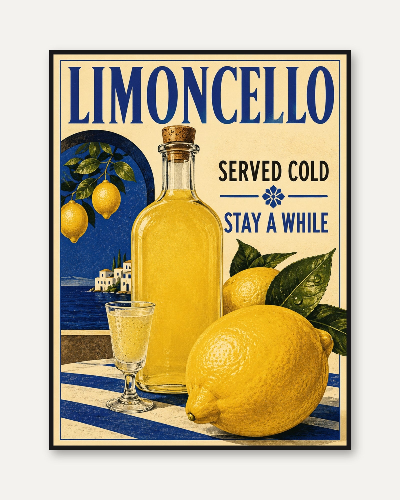 Limoncello Wall Art – Italian Kitchen Decor - framed