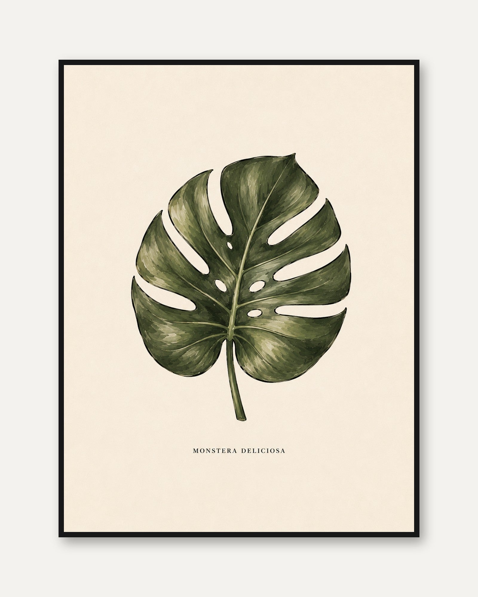 Monstera Leaf Wall Art – Botanical Print - framed