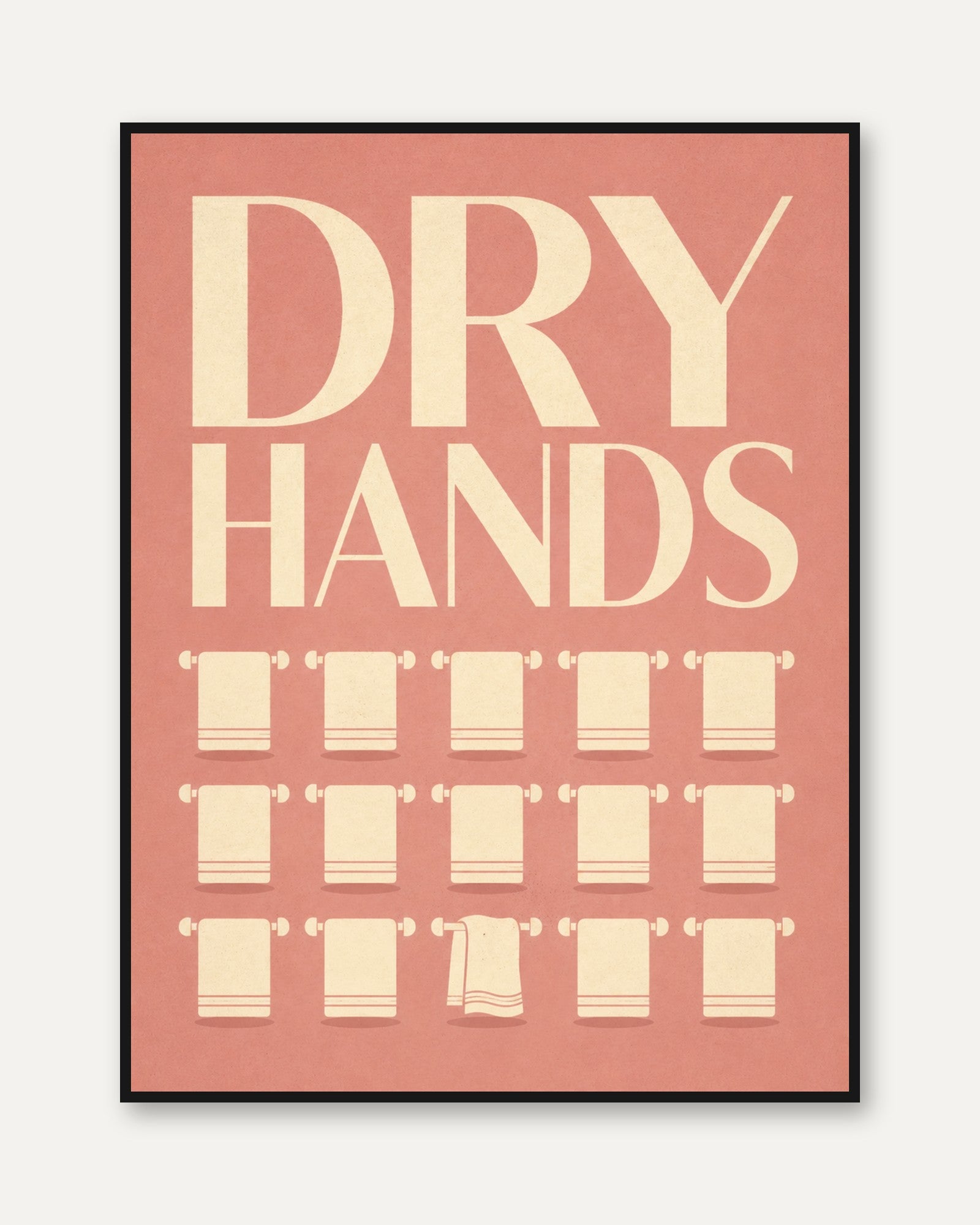 Retro Dry Hands Bathroom Print - framed
