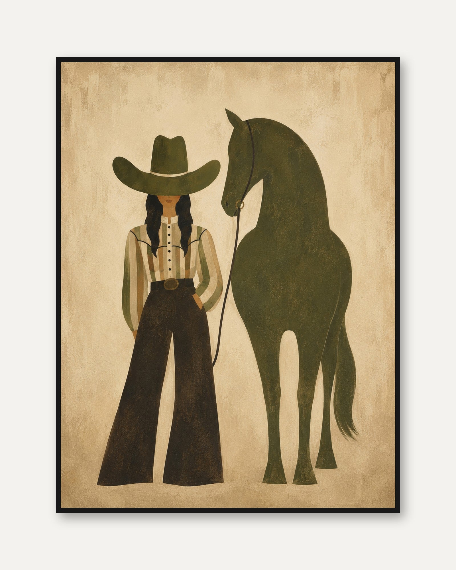 Cowgirl Horse Print – Western Wall Art - framed