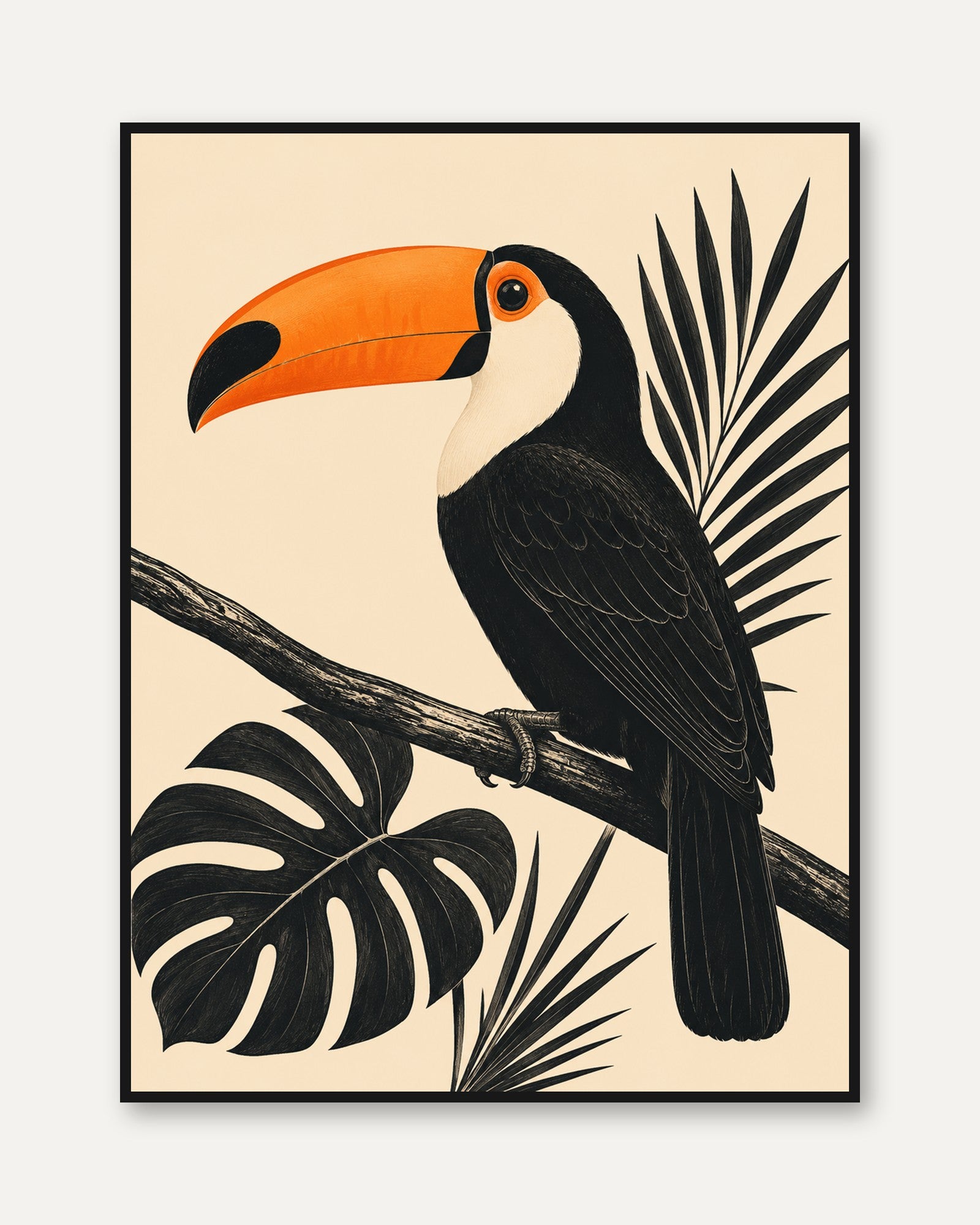 Toucan Wall Art – Tropical Bird Print - framed