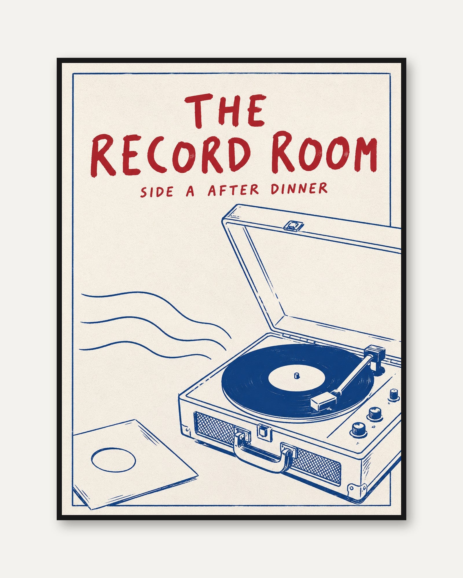 Record Player Wall Art – Vinyl Turntable Print - framed