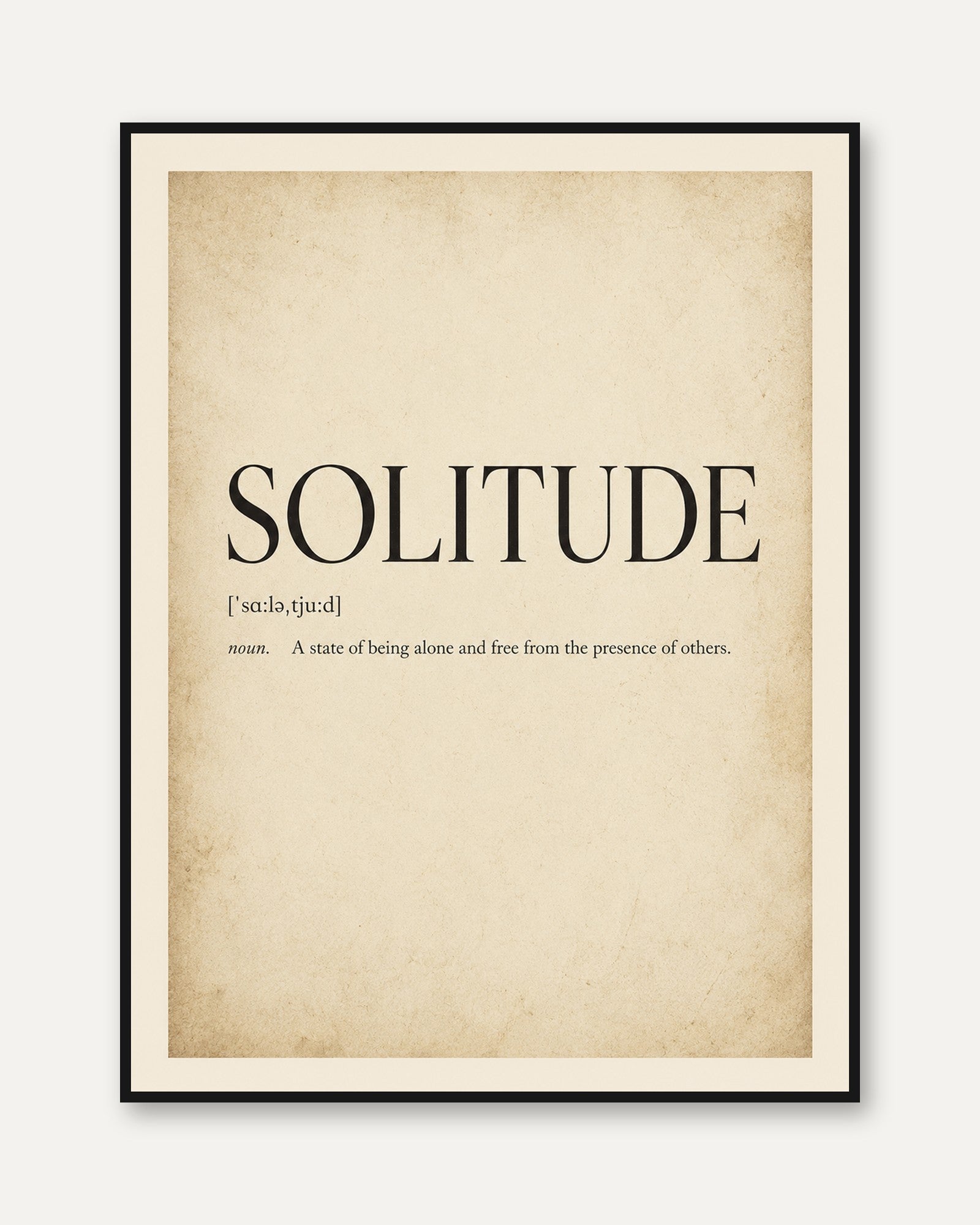Solitude Definition Print – Dictionary Wall Art - framed
