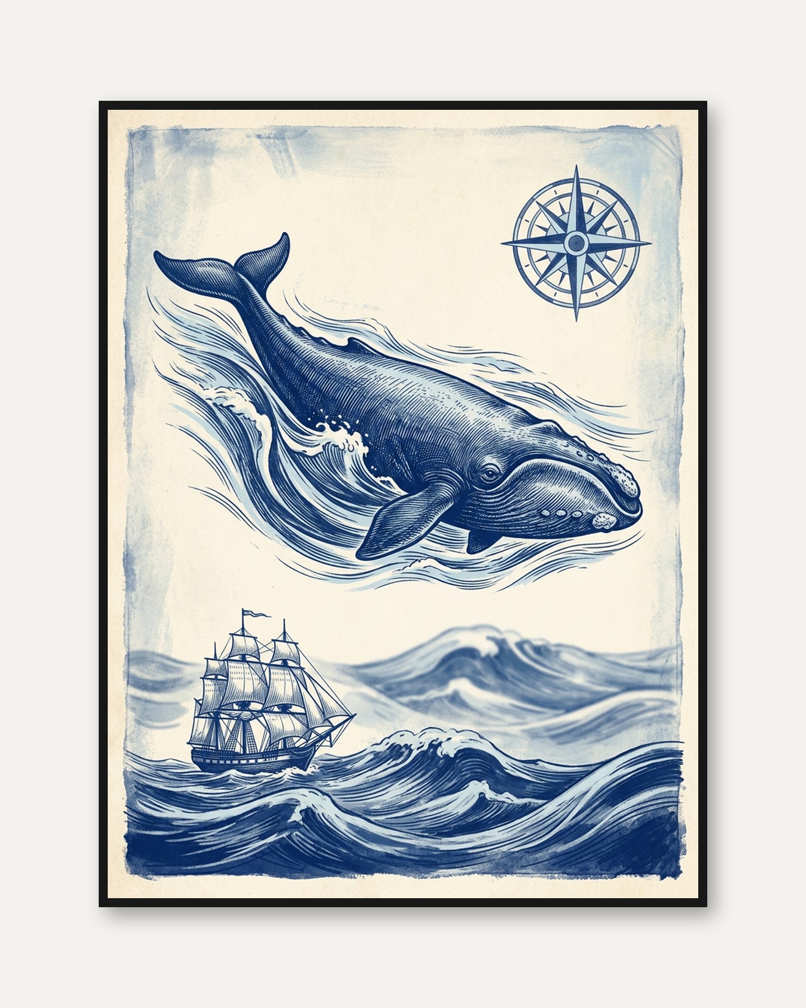 Vintage Whale Print - framed
