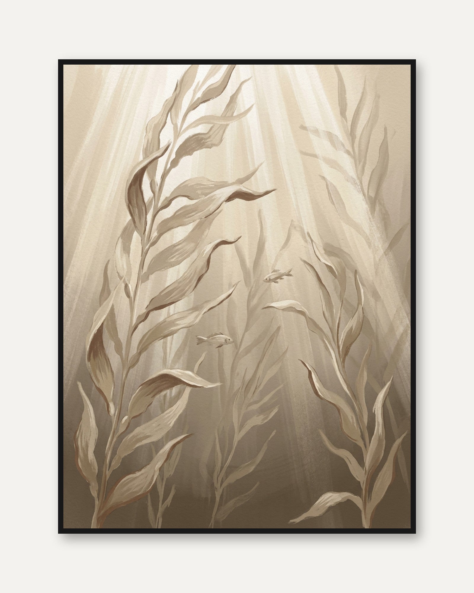 Underwater Kelp Art Print — Serene Botanical Illustration - framed