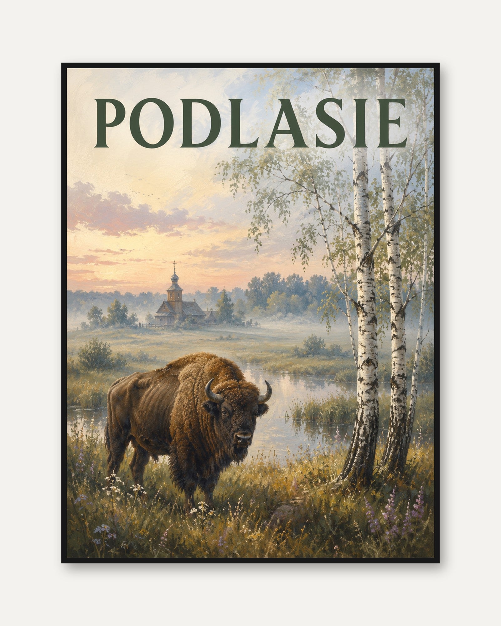 Bison Wall Art – Polish Nature Poster - framed