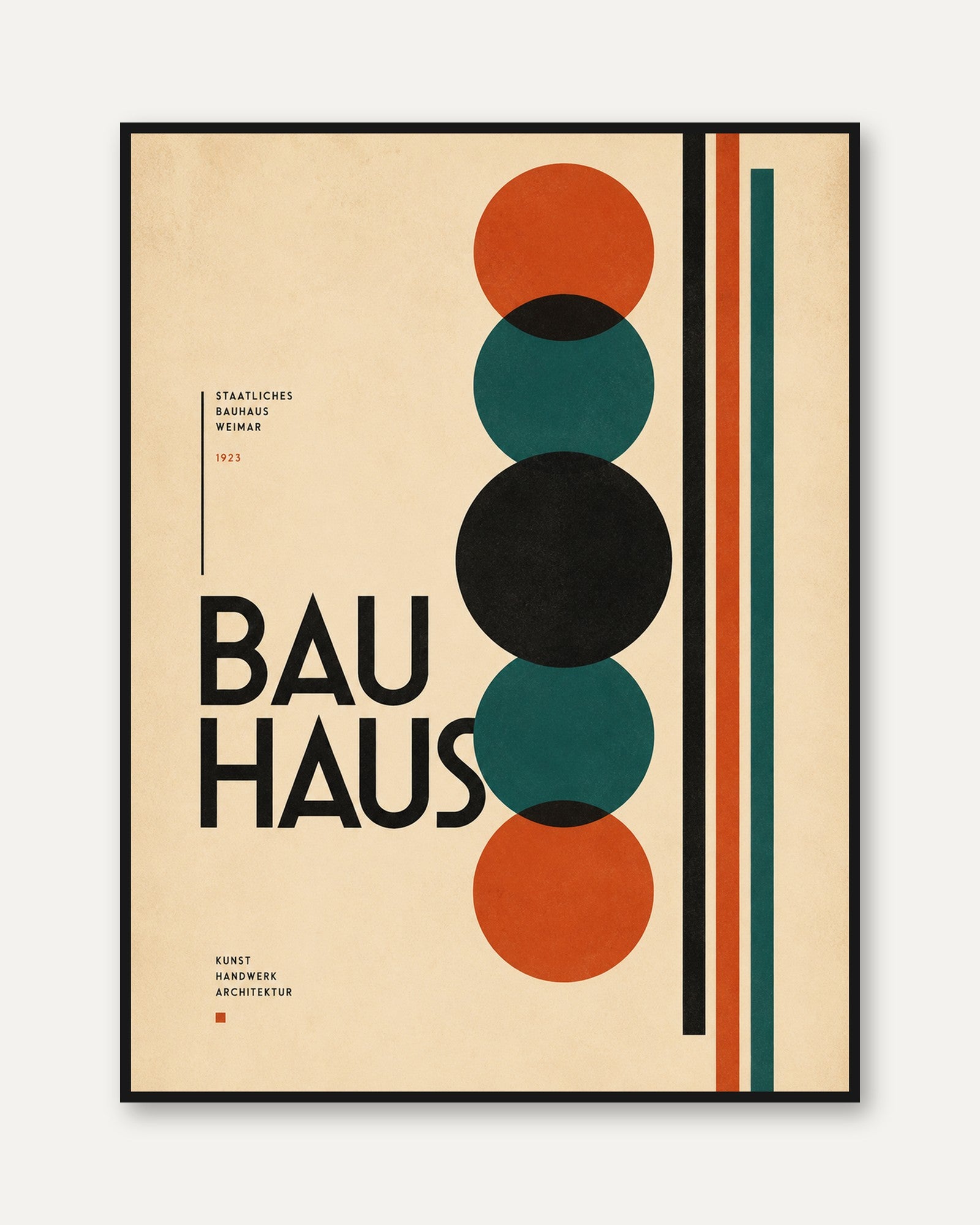 Bauhaus Geometric Circle Poster: Modernist Design Wall Art - framed