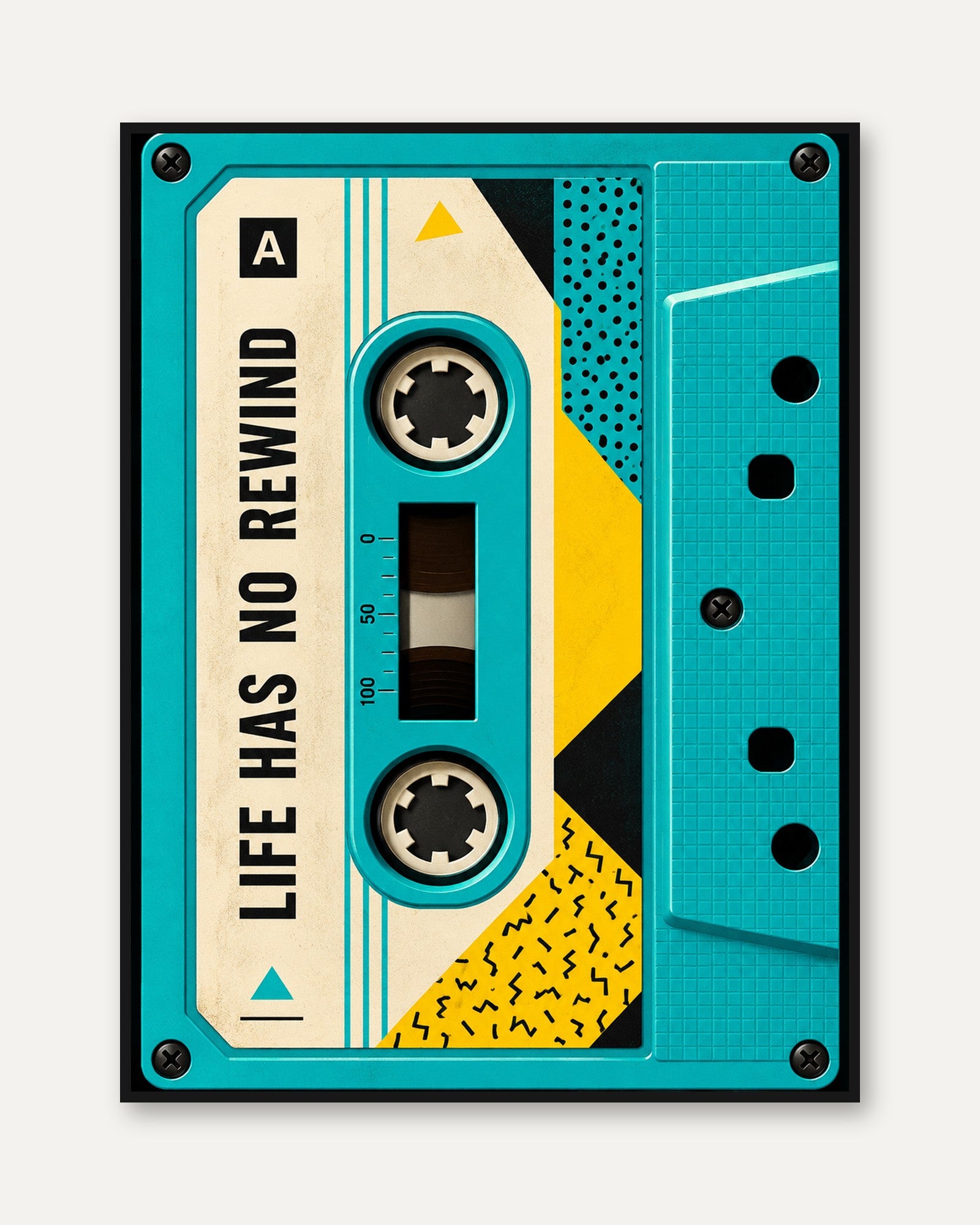 Retro Cassette Tape Print: 80s Nostalgia - framed