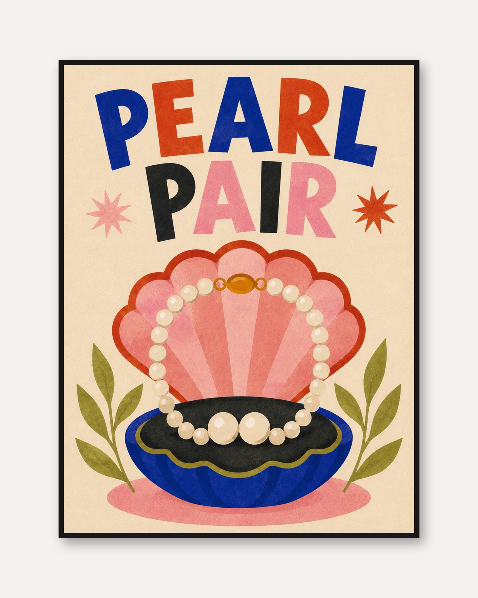 Retro Pearl Print – Vintage Shell Art - framed
