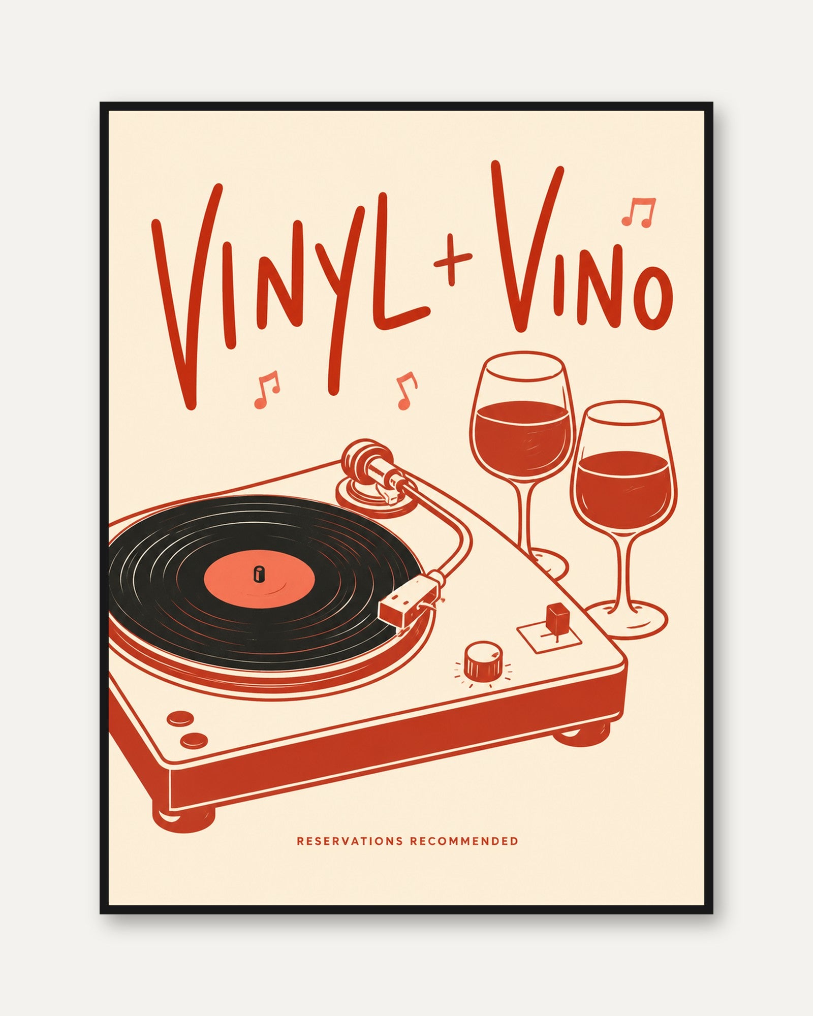 Vinyl + Vino Poster - framed