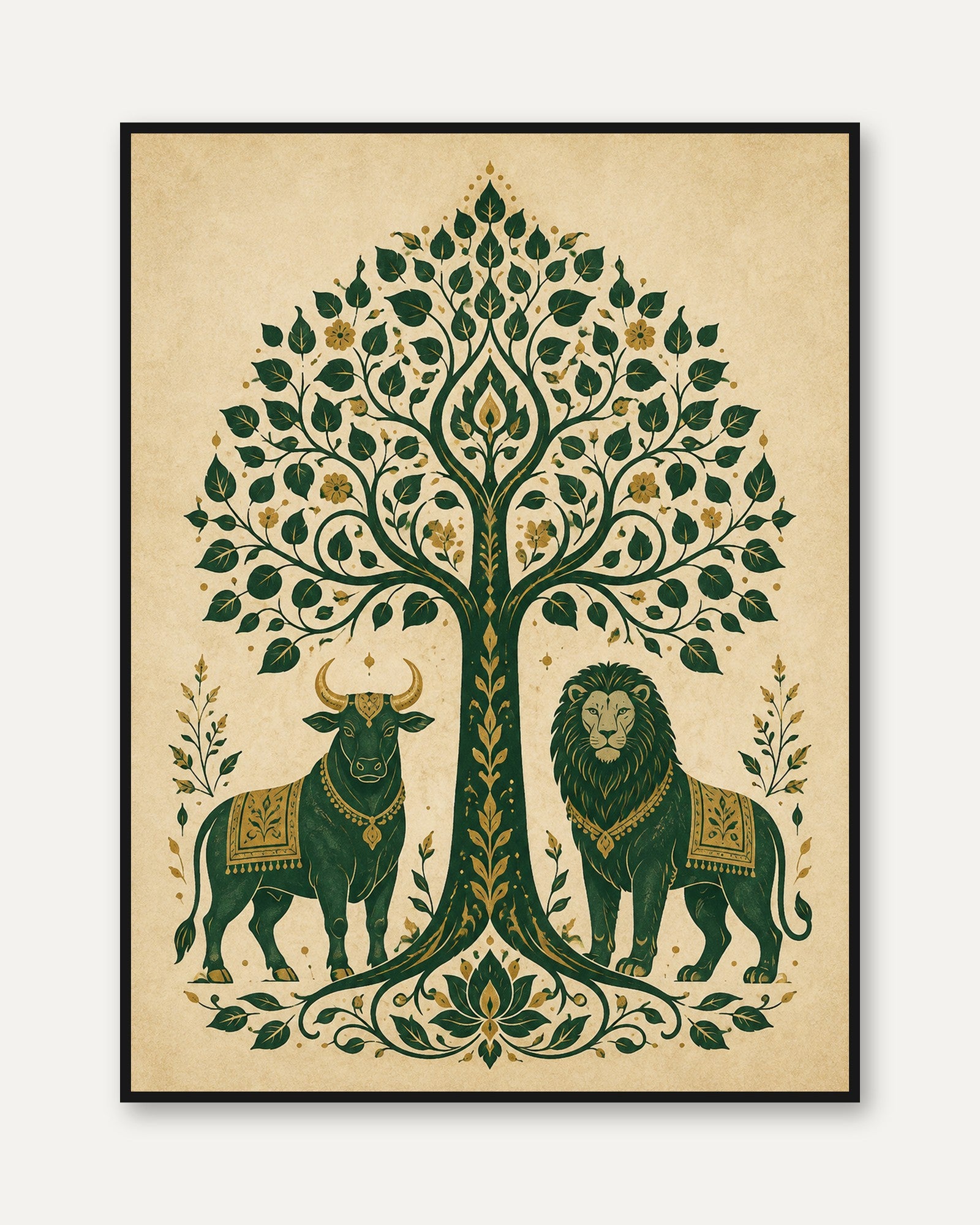 Tree of Life Wall Art – Folk Art Print - framed