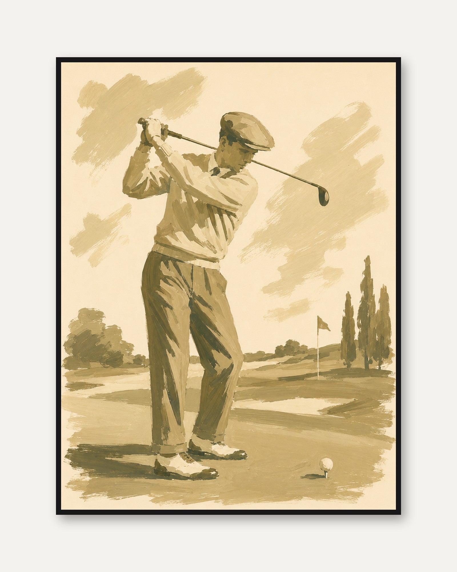Vintage Golf Wall Art – Retro Sports Print - framed